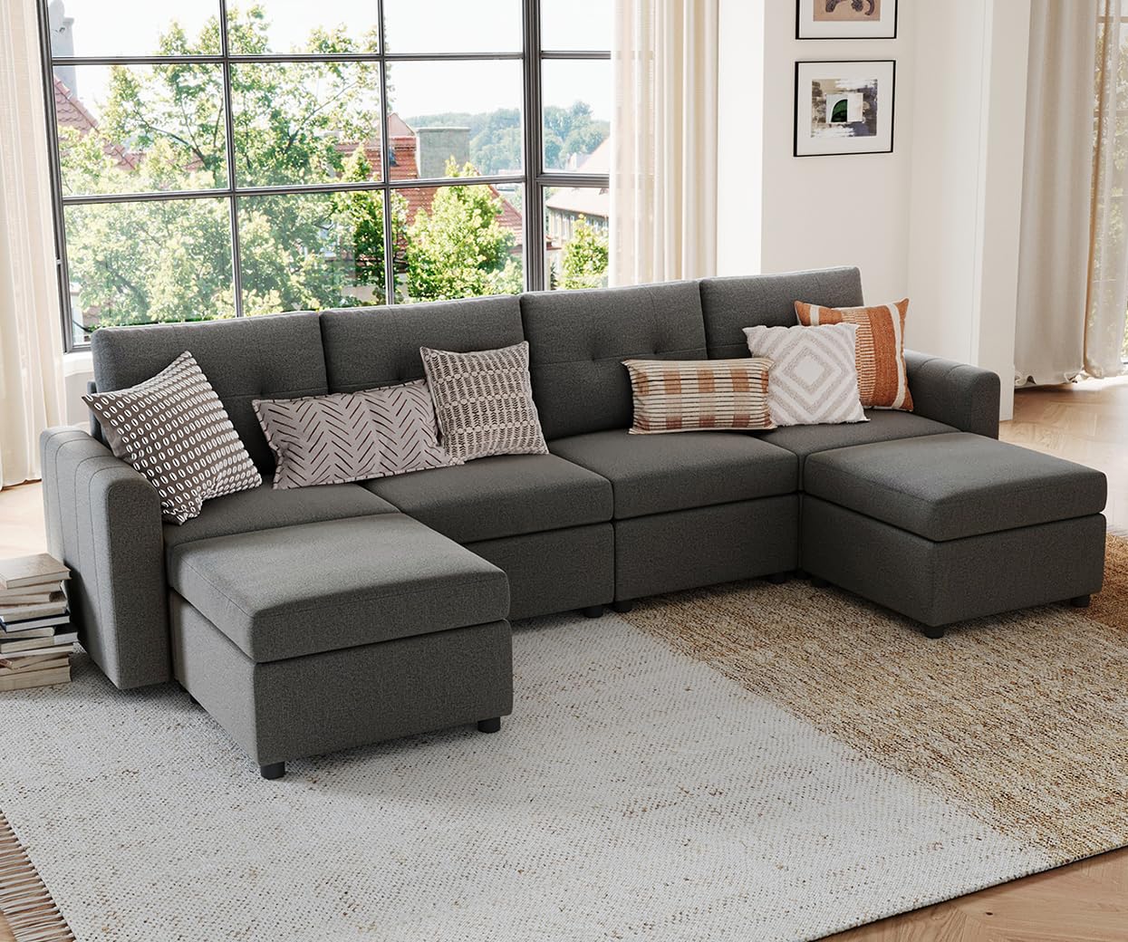 LINSY HOME Modular Sectional Sofa – Dark Gray