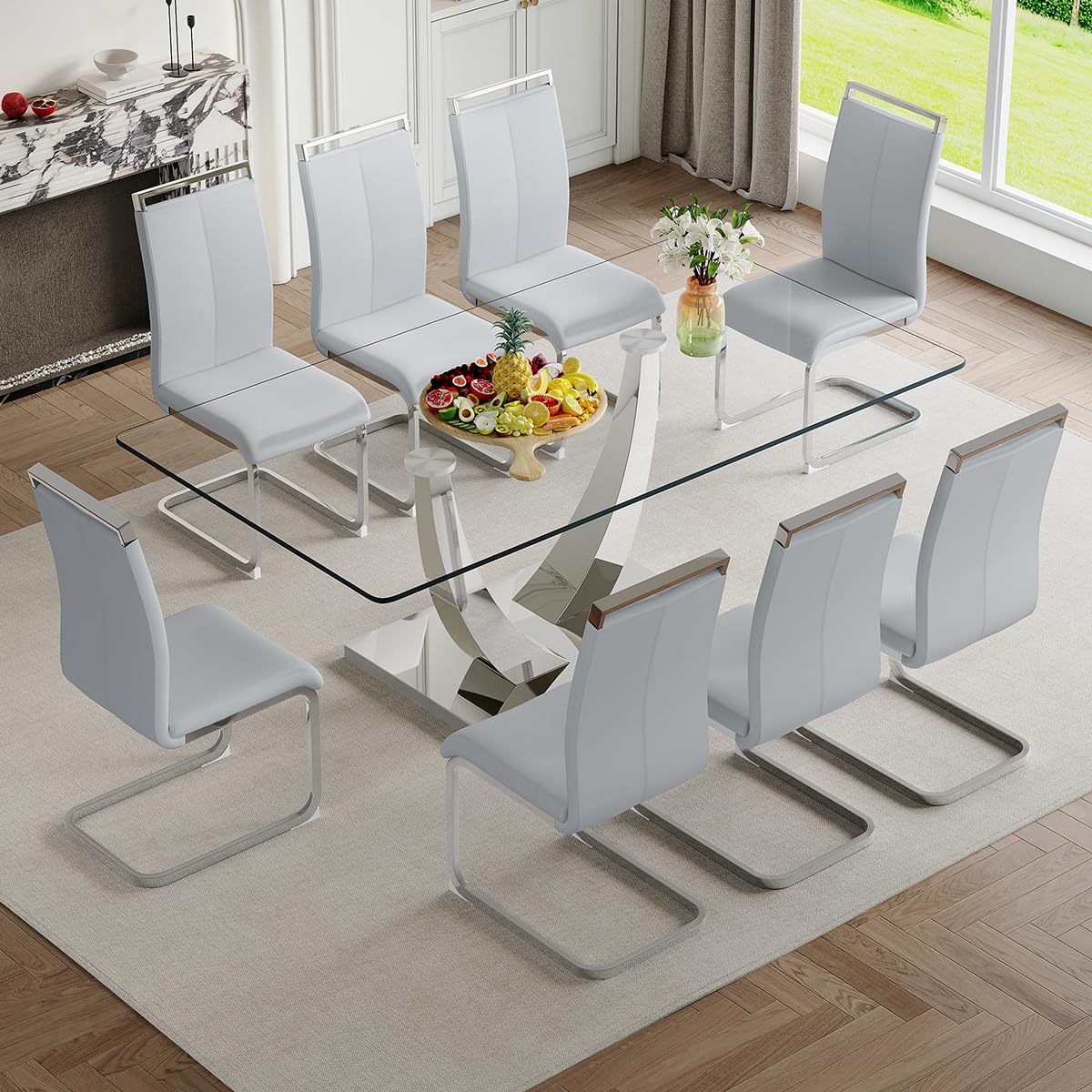 71" Glass Dining Table Set for 6