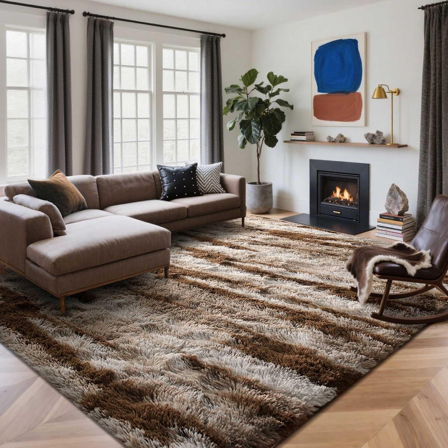 6x9 Ft Dark Grey Shag Area Rug