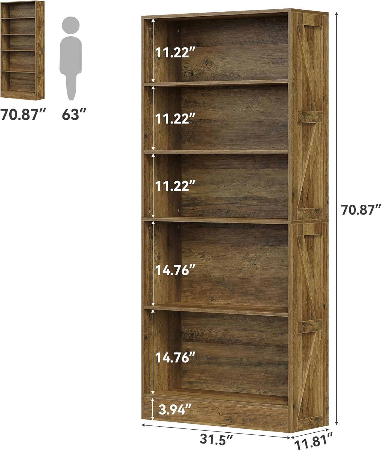 LITTLE TREE 70" Wooden Bookshelf