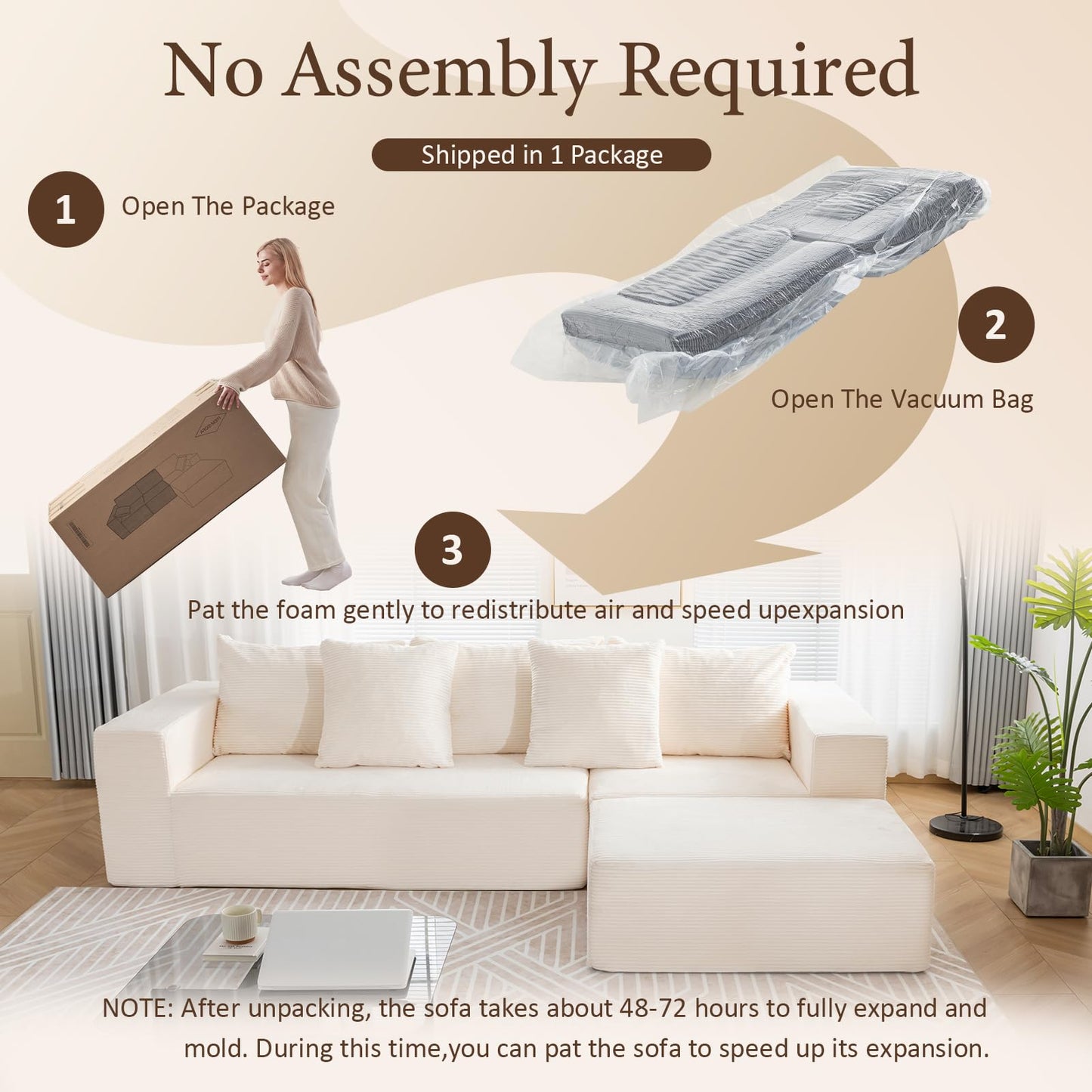 INGEROOM 108" Sectional Sofa – Dark Gray