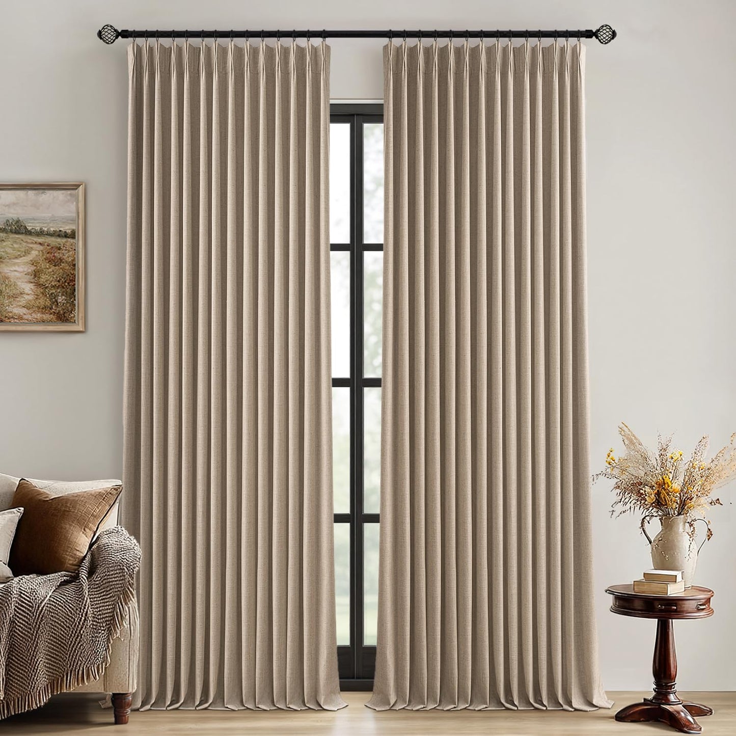 MIULEE Blackout Linen Curtains 84" – 2 Panels