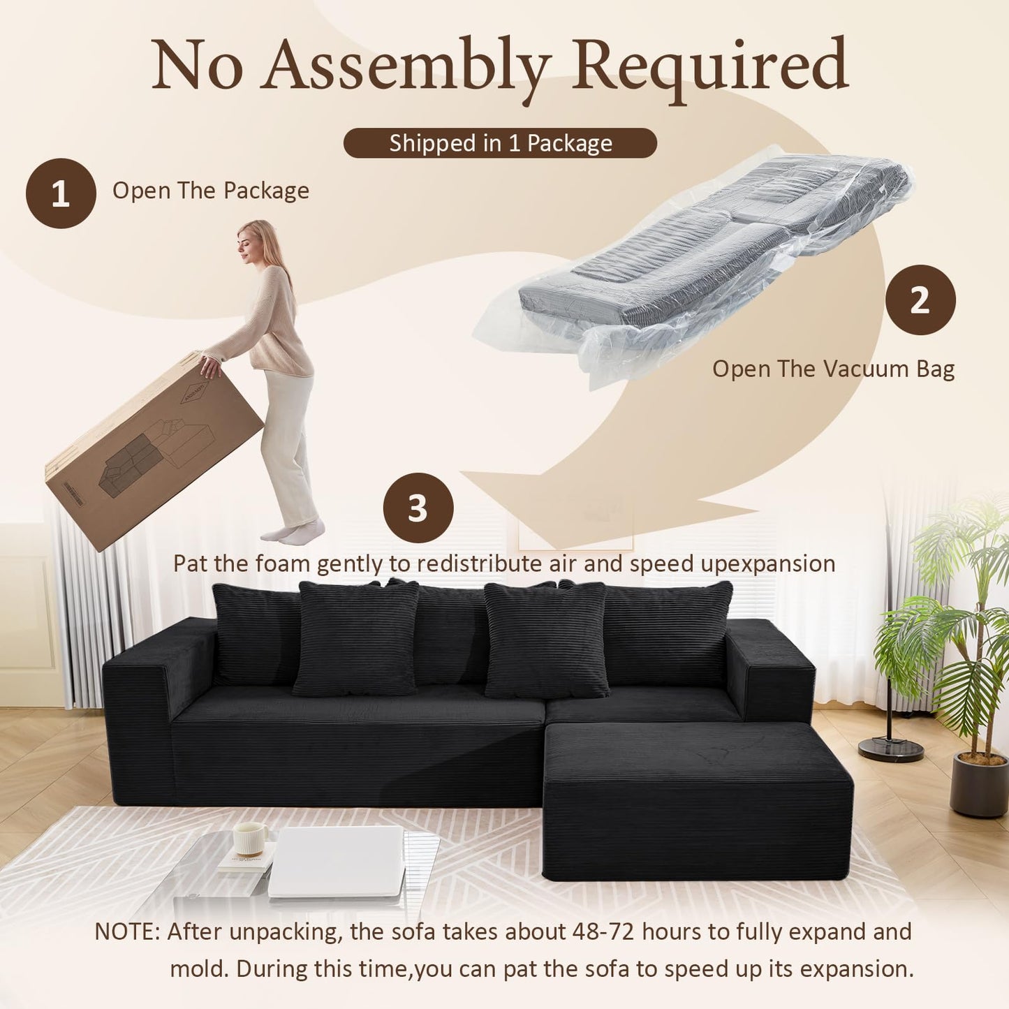 INGEROOM 108" Sectional Sofa – Dark Gray