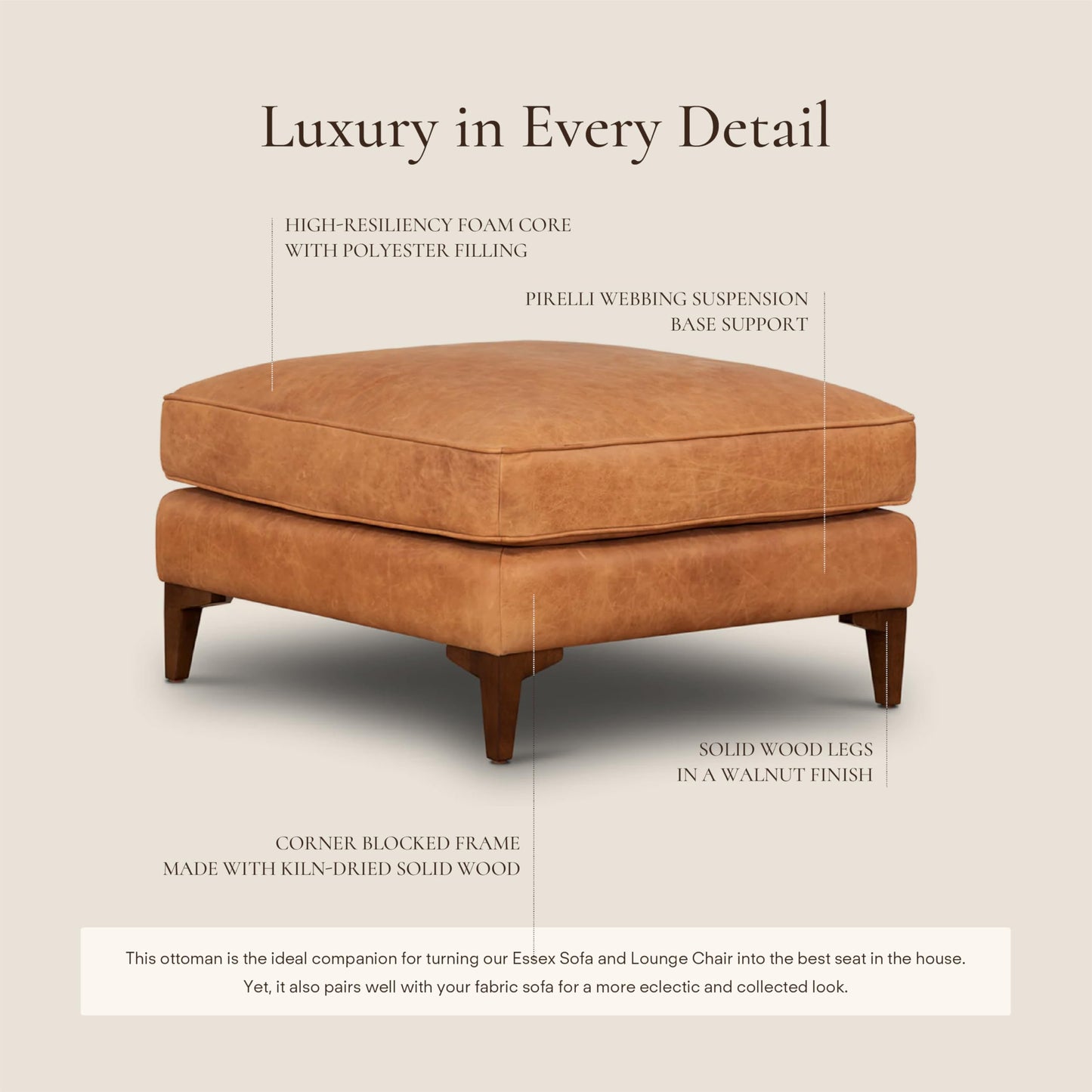 POLY & BARK 74" Leather Sofa – Cognac Tan