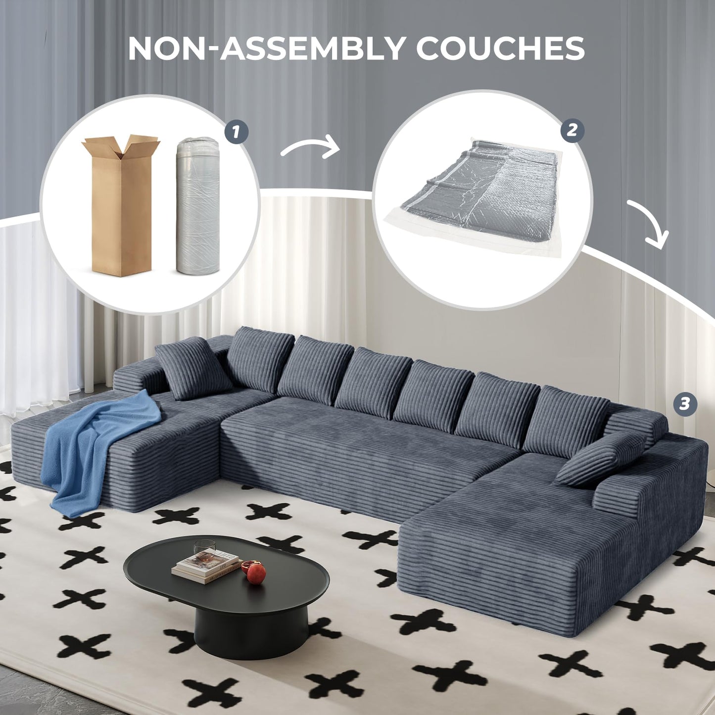 131" U-Shaped Cloud Sectional Sofa