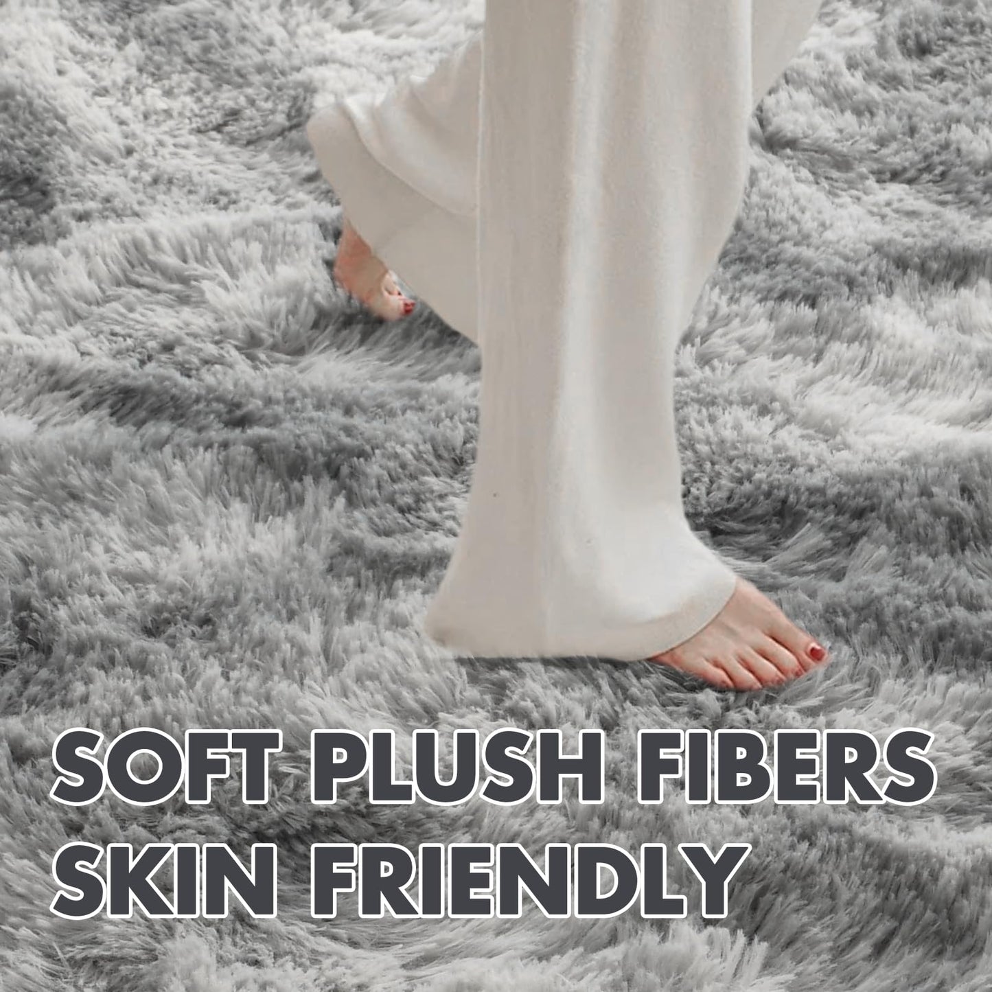 6x9 Ft Dark Grey Shag Area Rug