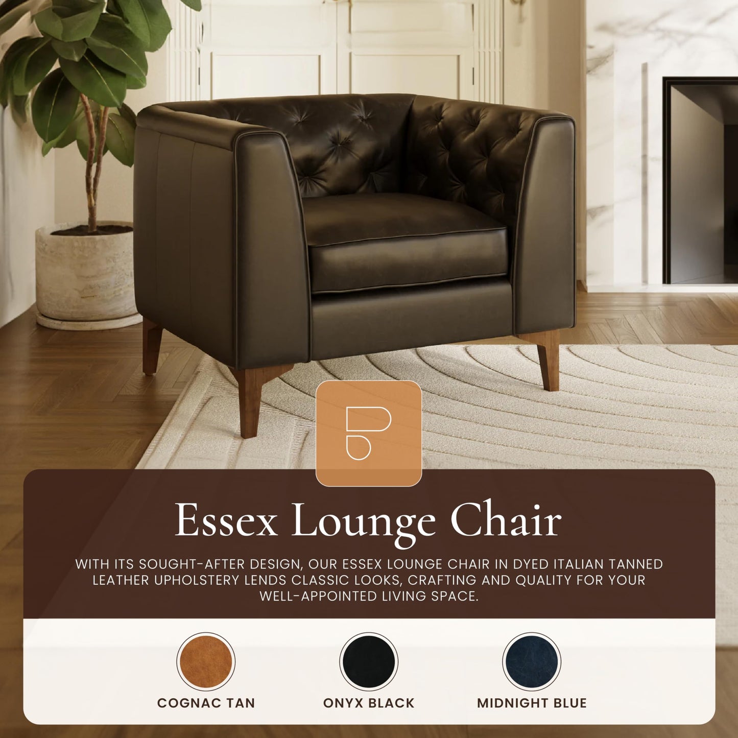 POLY & BARK 74" Leather Sofa – Cognac Tan