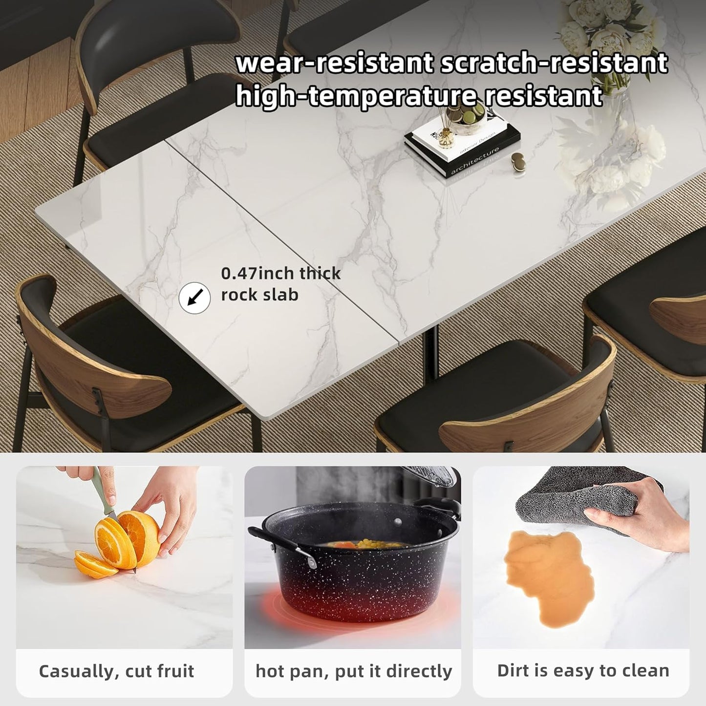 Modern Extendable Dining Table – White Top