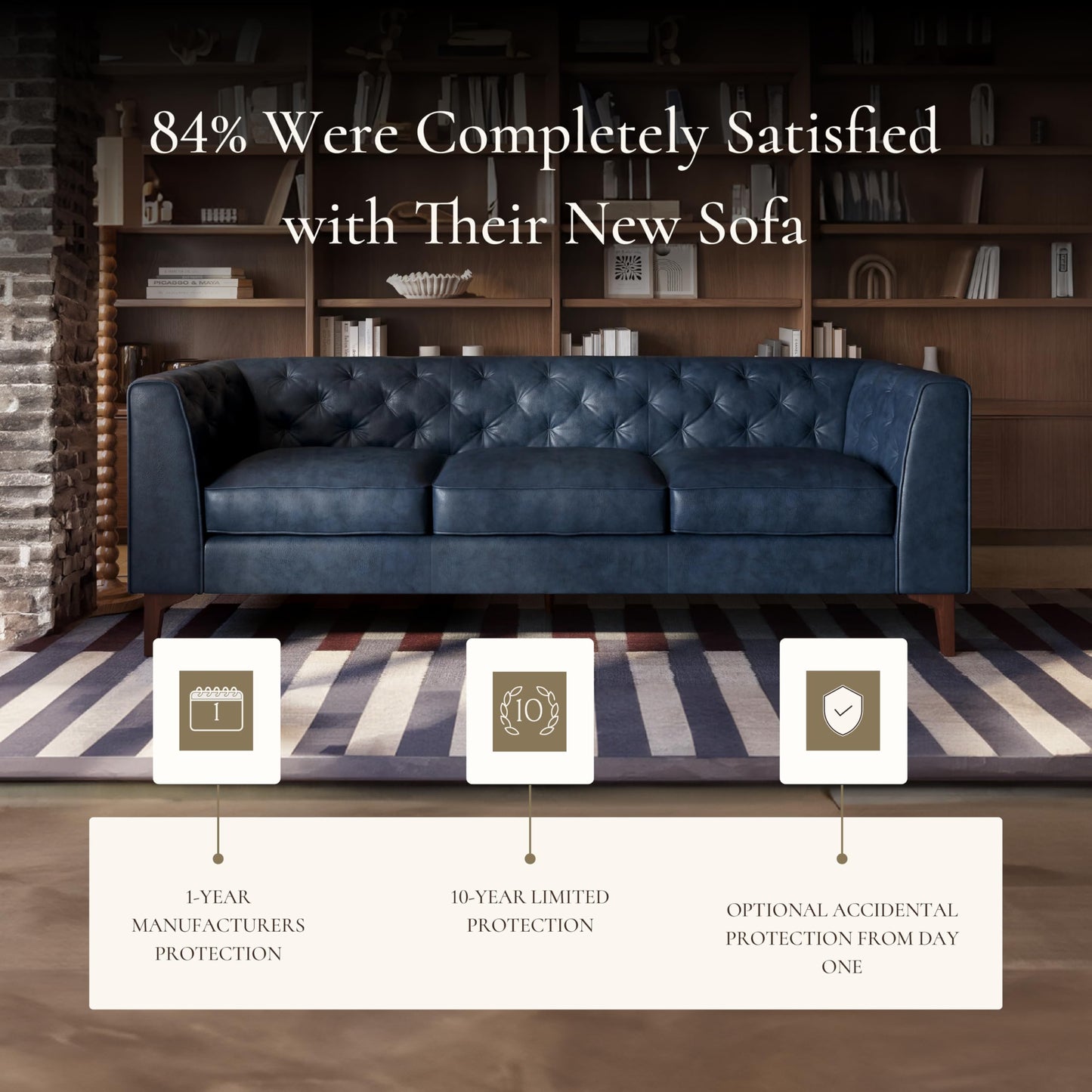 POLY & BARK 74" Leather Sofa – Cognac Tan