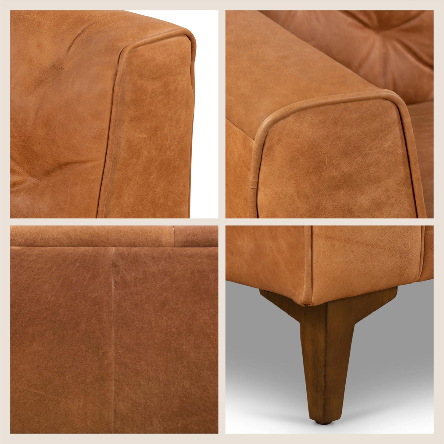 POLY & BARK 74" Leather Sofa – Cognac Tan