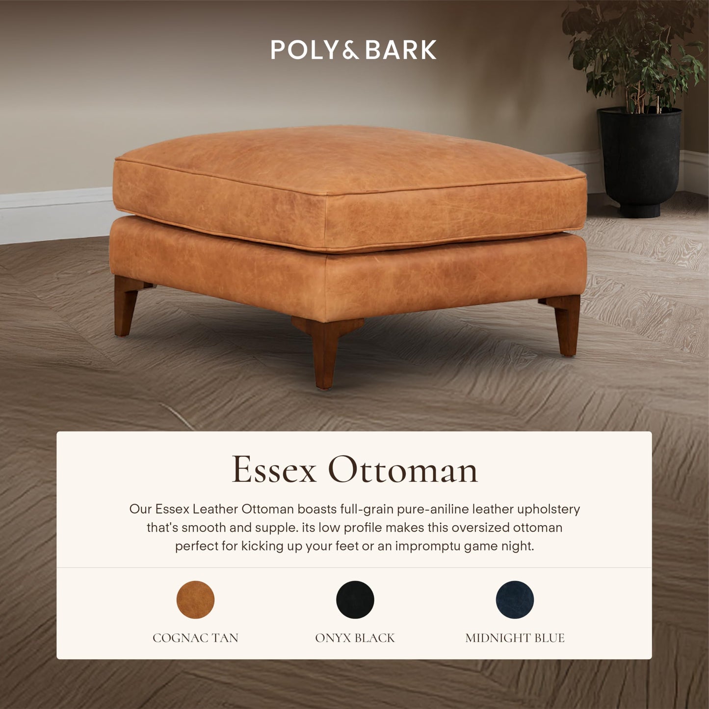 POLY & BARK 74" Leather Sofa – Cognac Tan