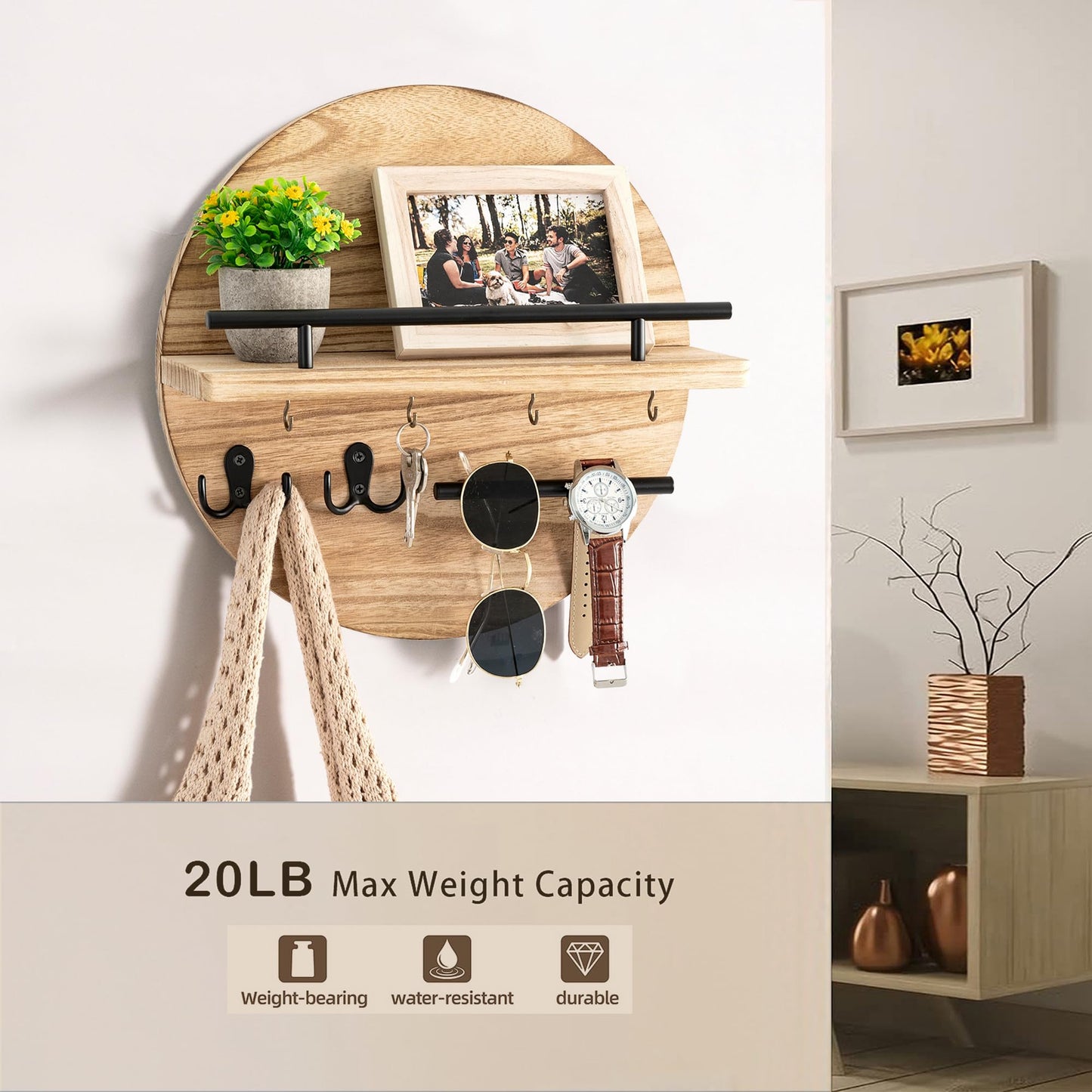 Wall Key & Mail Holder – Rustic