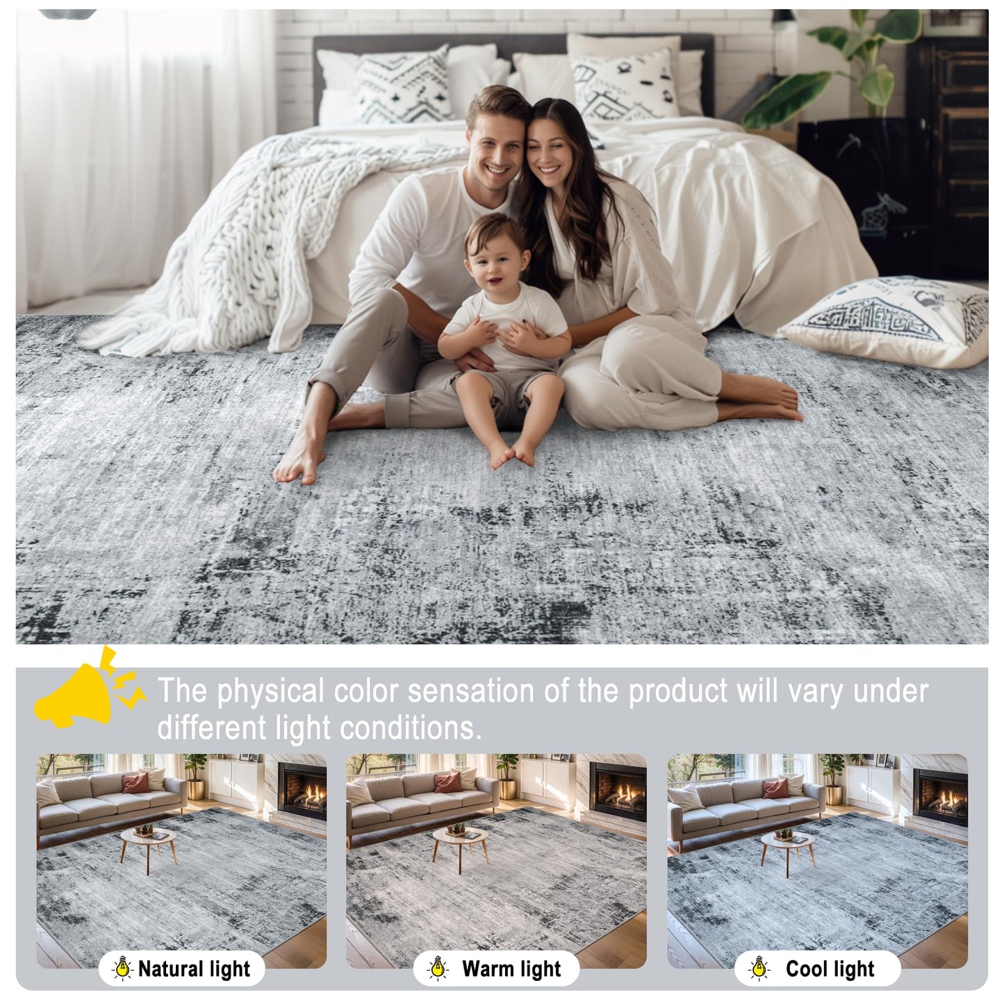 8x10 Ft Grey Abstract Area Rug