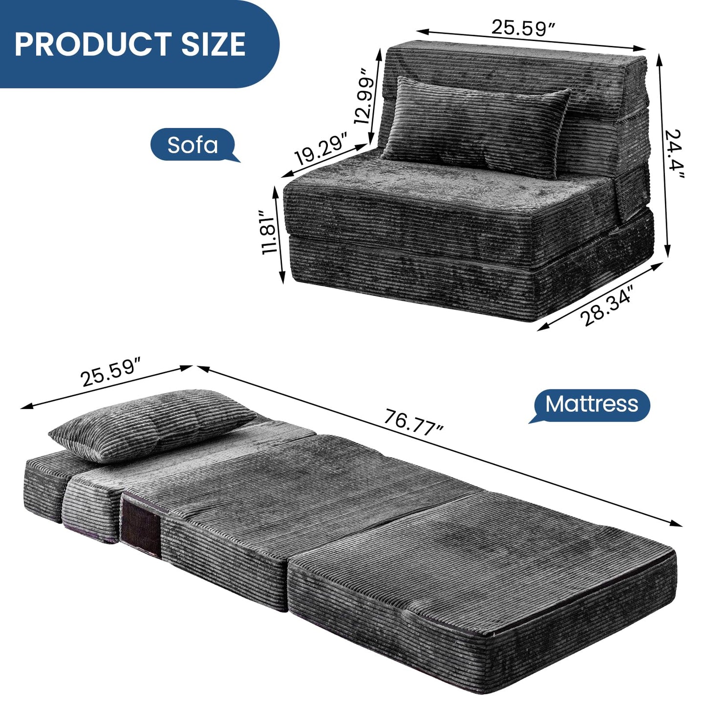 Folding Memory Foam Sofa Bed