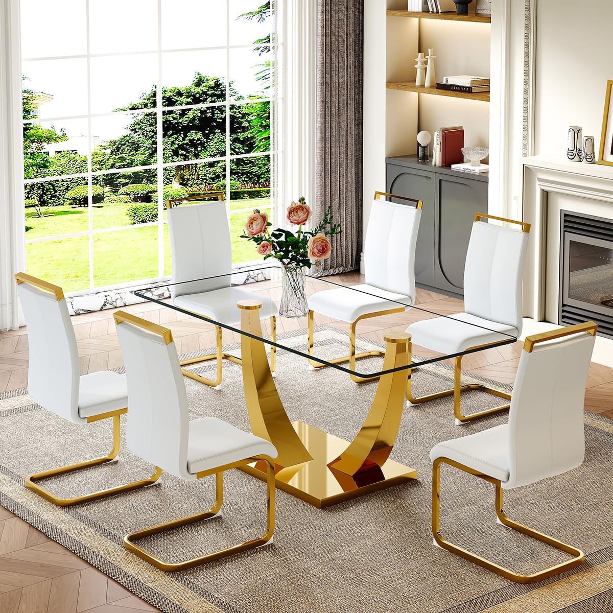 63" Glass Dining Table Set for 4