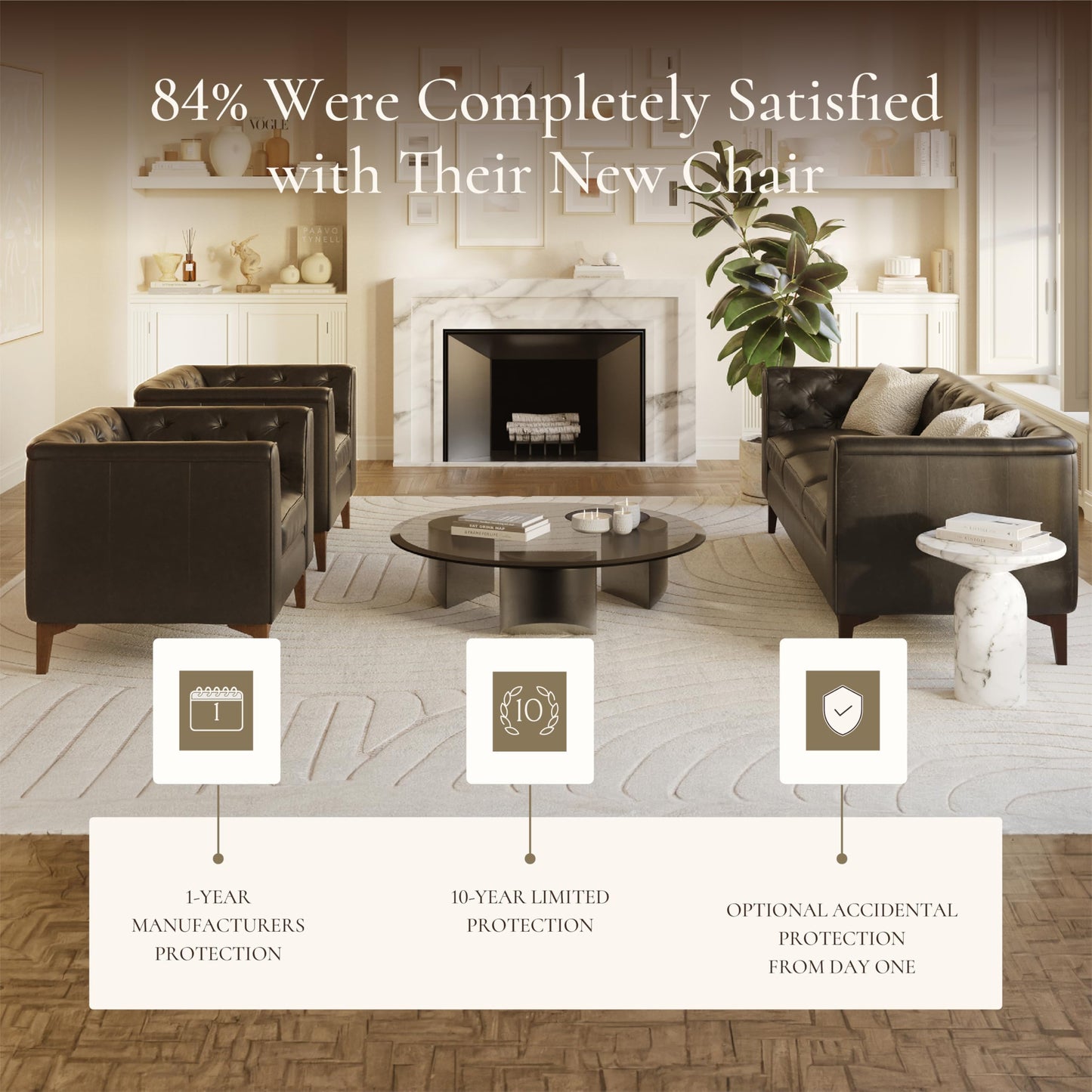 POLY & BARK 74" Leather Sofa – Cognac Tan