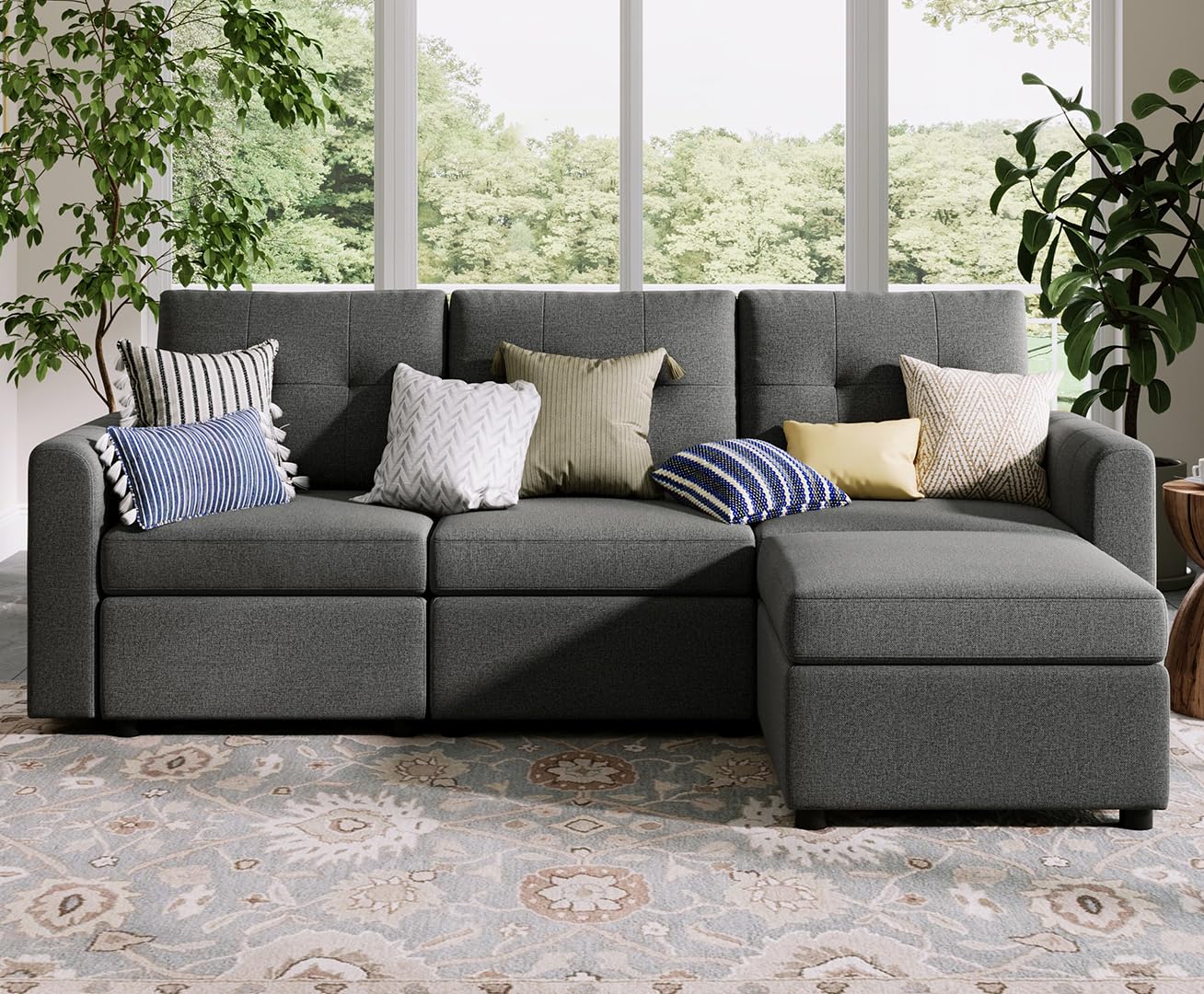 LINSY HOME Modular Sectional Sofa – Dark Gray