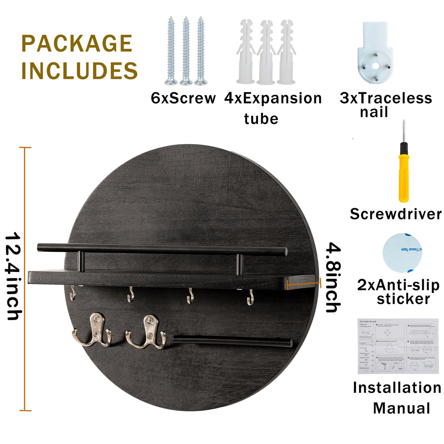 Wall Key & Mail Holder – Rustic