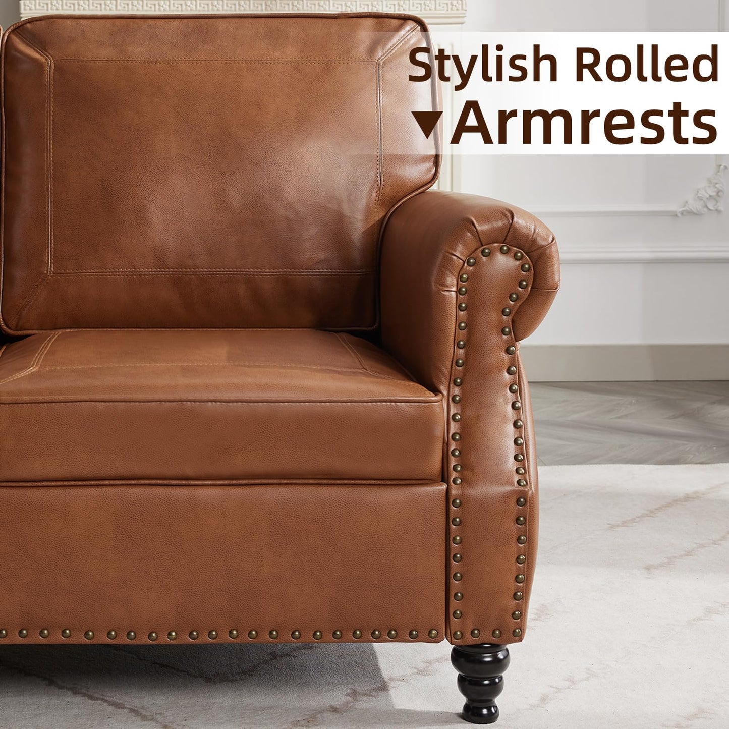 WILLOVE 79" Black Faux Leather Sofa