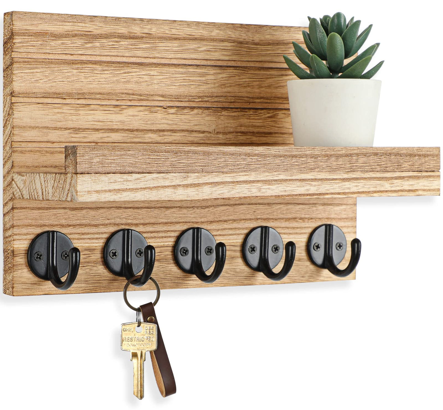 Wall Key & Mail Holder – Wood