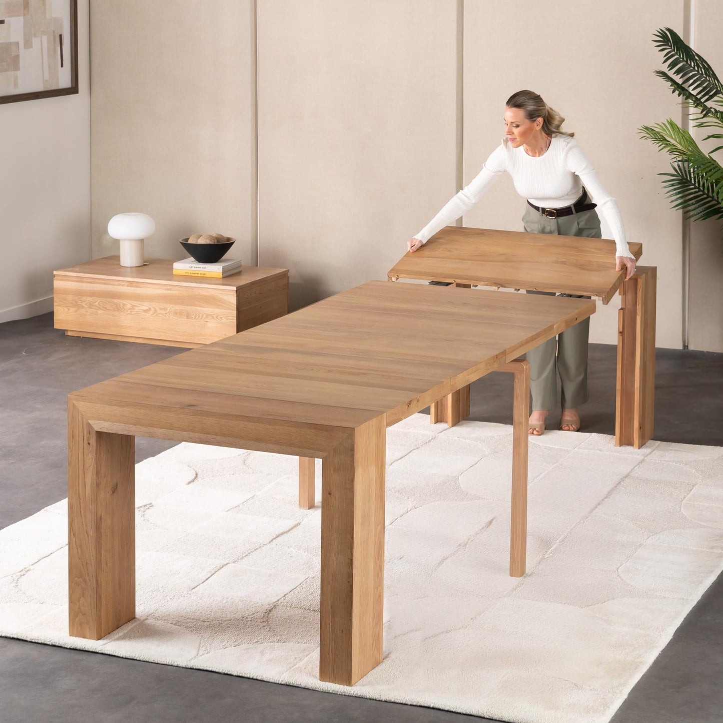 White Extendable Dining Table & Bench