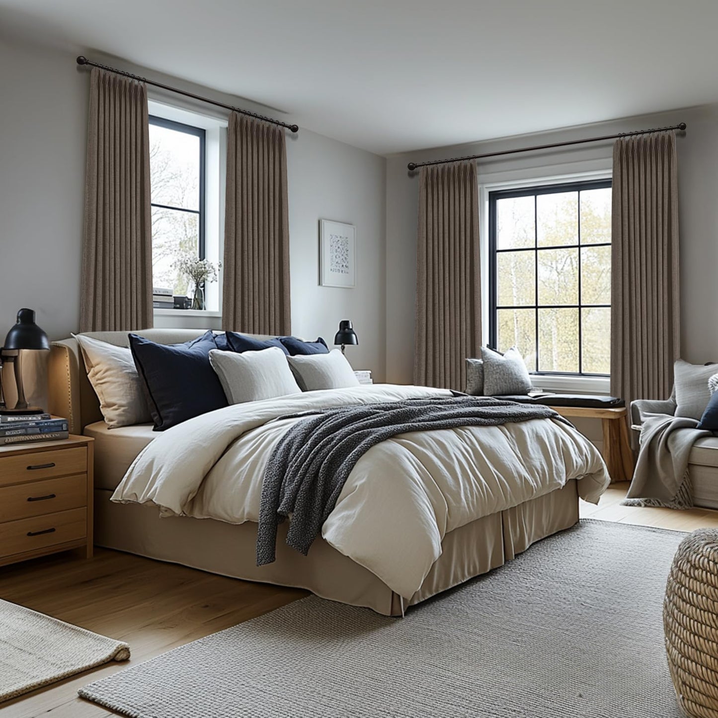 Blackout Linen Curtains 2-Pack, 90"