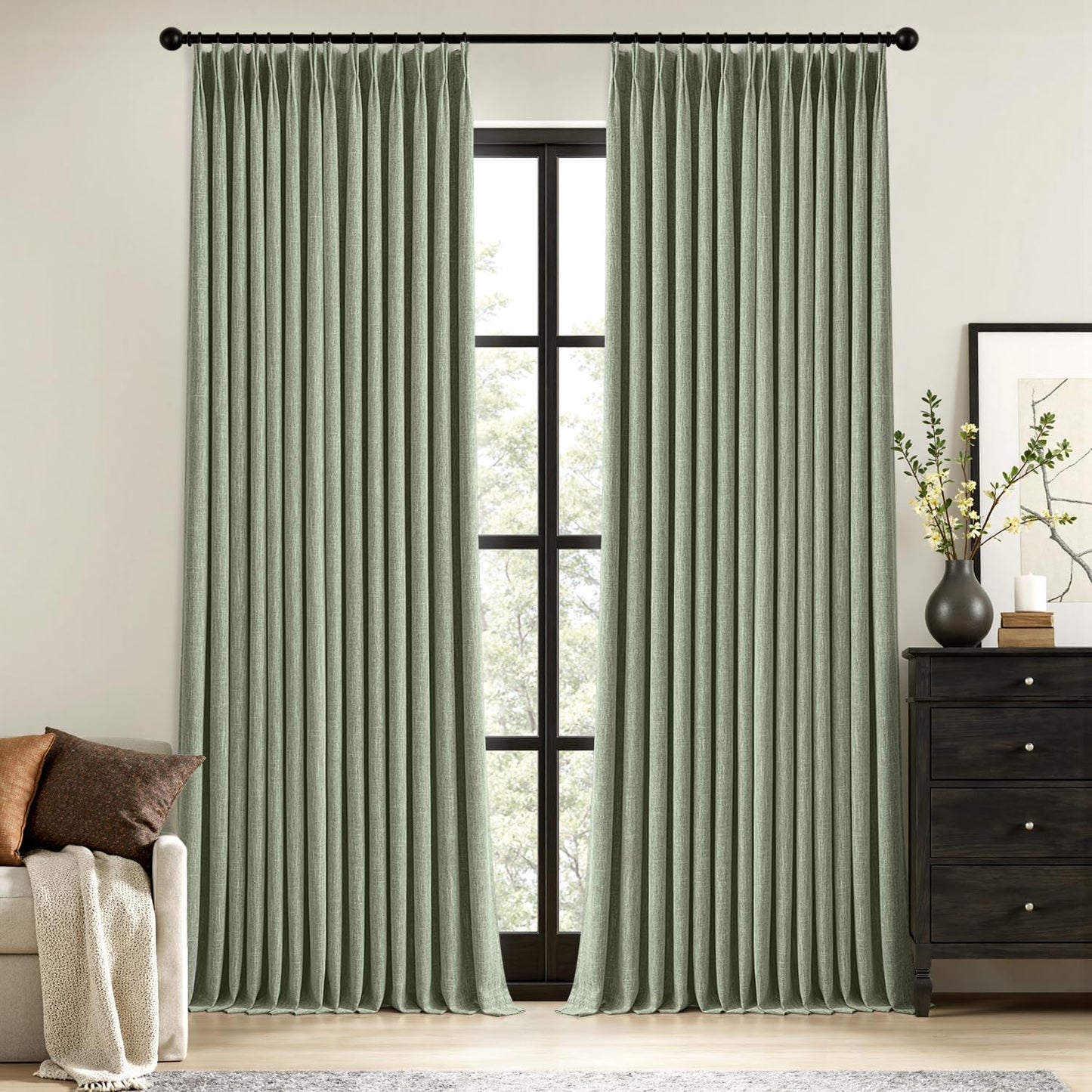 MIULEE Blackout Linen Curtains 84" – 2 Panels