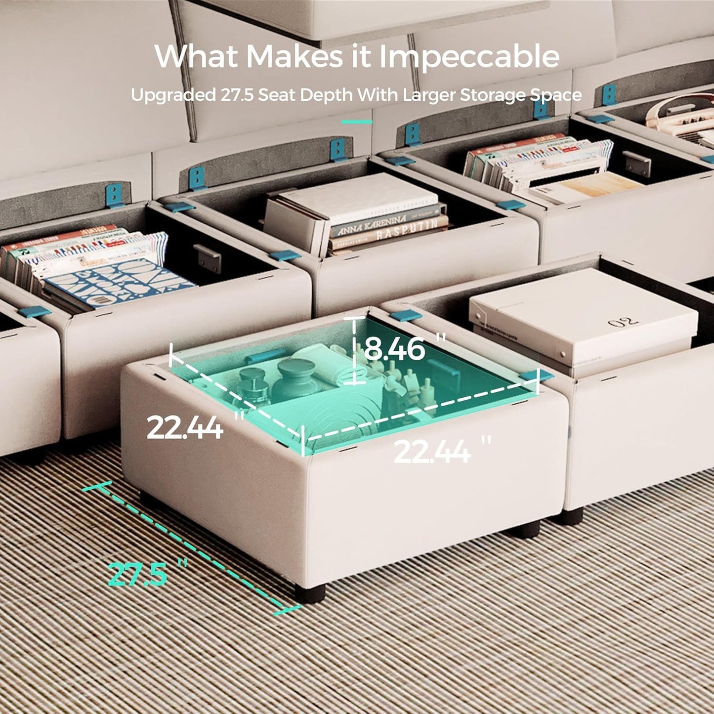 LINSY HOME Modular Sectional Sofa – Dark Gray