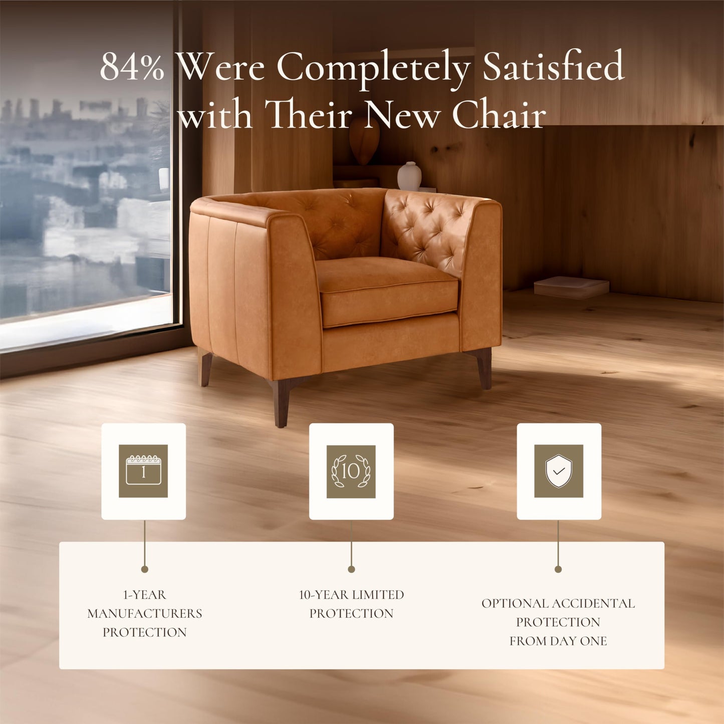 POLY & BARK 74" Leather Sofa – Cognac Tan