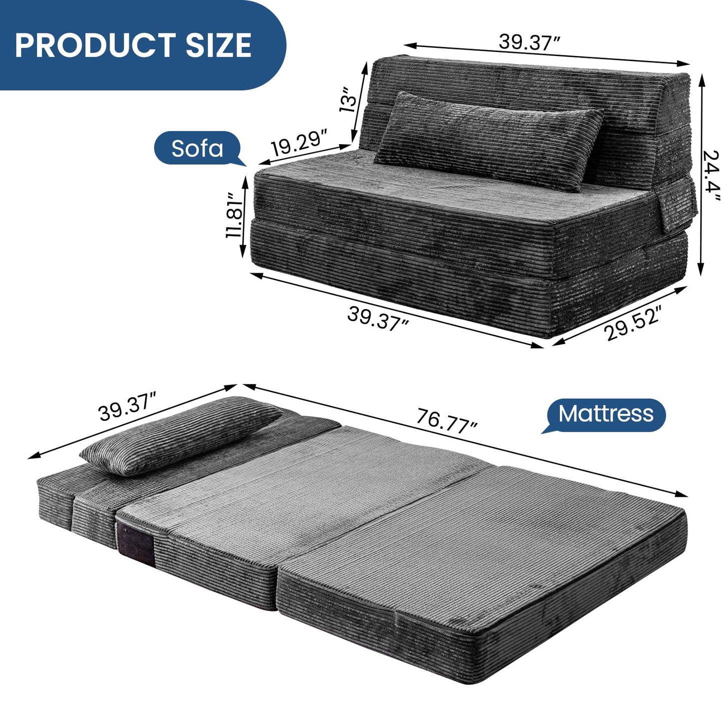 Folding Memory Foam Sofa Bed