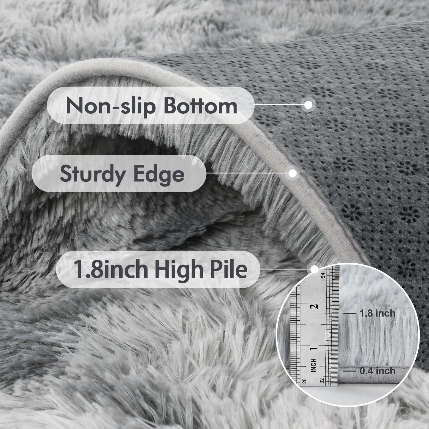 6x9 Ft Dark Grey Shag Area Rug