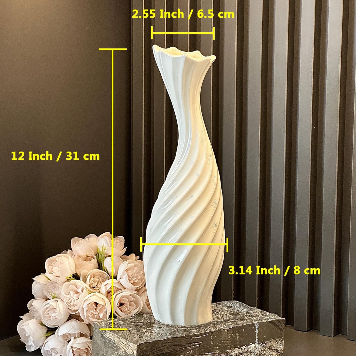 Black 12" Ceramic Flower Vase