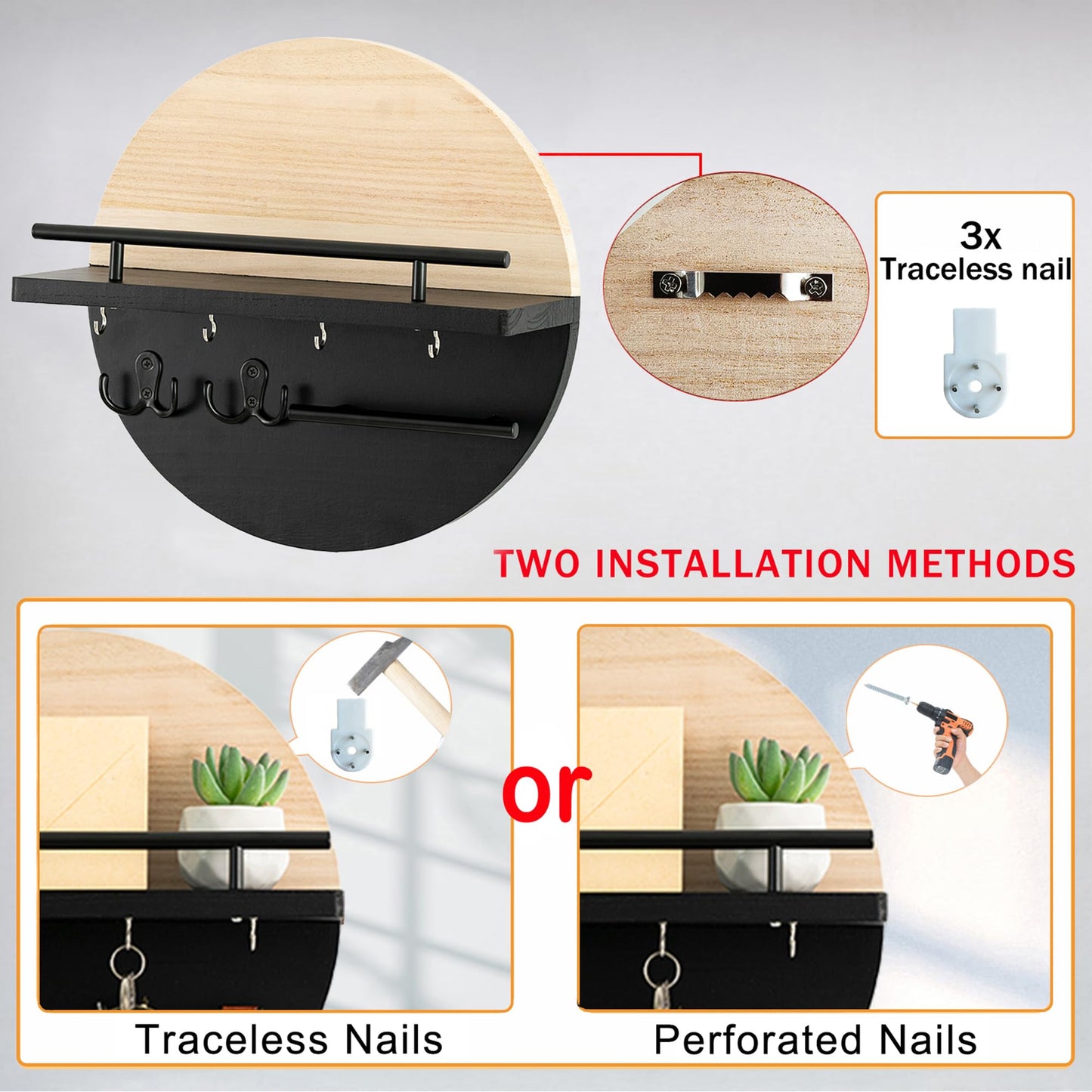 Wall Key & Mail Holder – Rustic