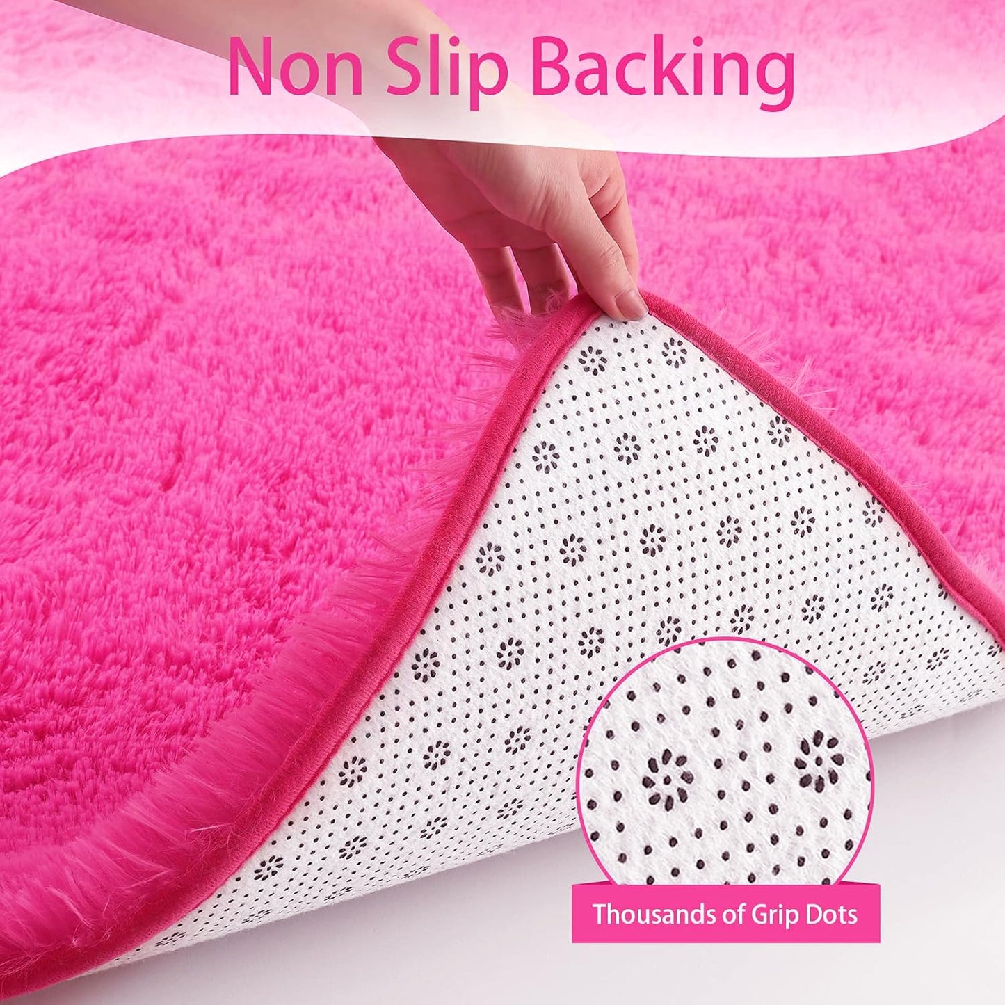 Keeko 4x5.3 Black Fluffy Shag Rug