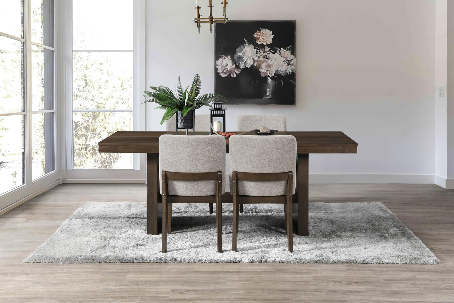 Kody 5-Piece Wood Dining Set – Beige Chairs