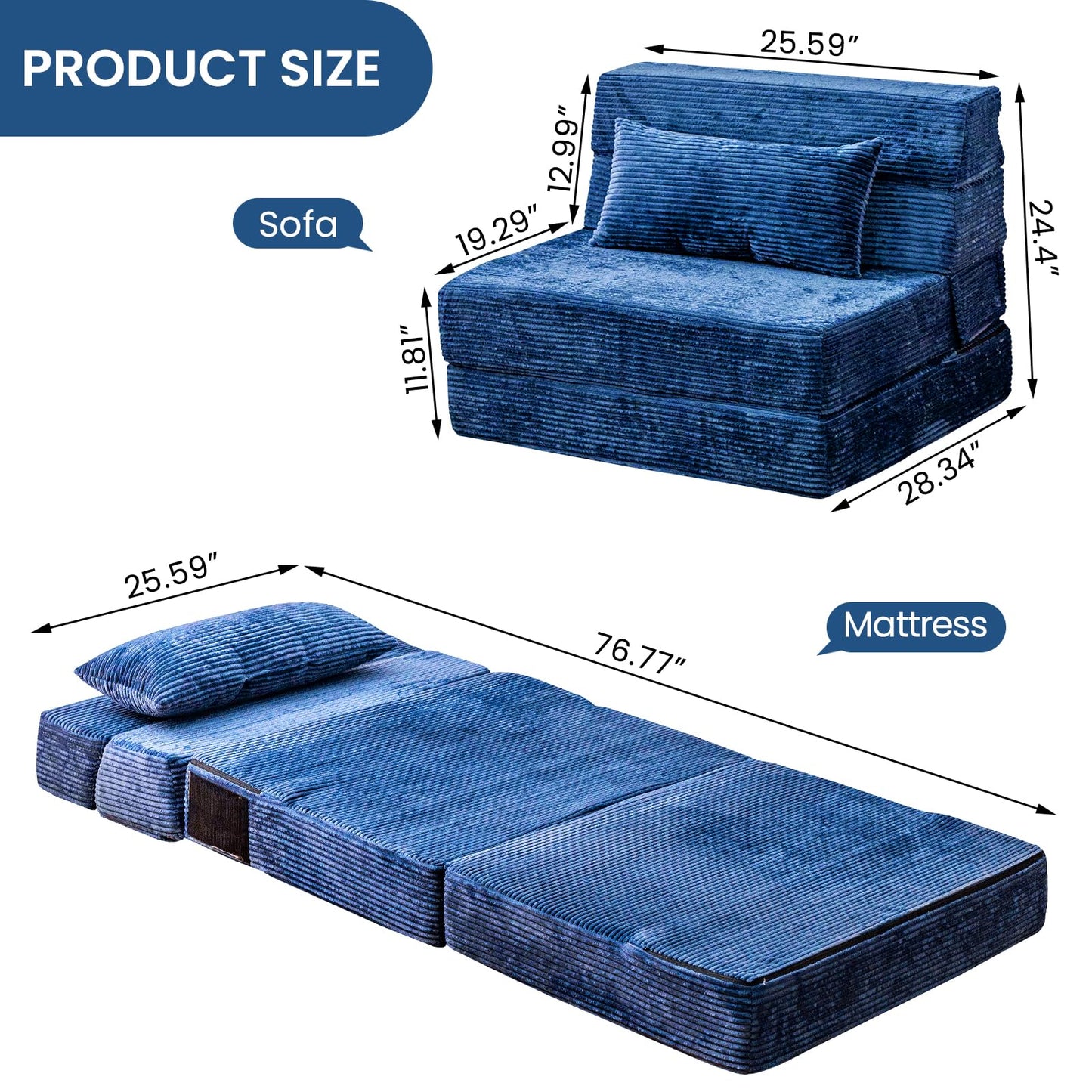 Folding Memory Foam Sofa Bed