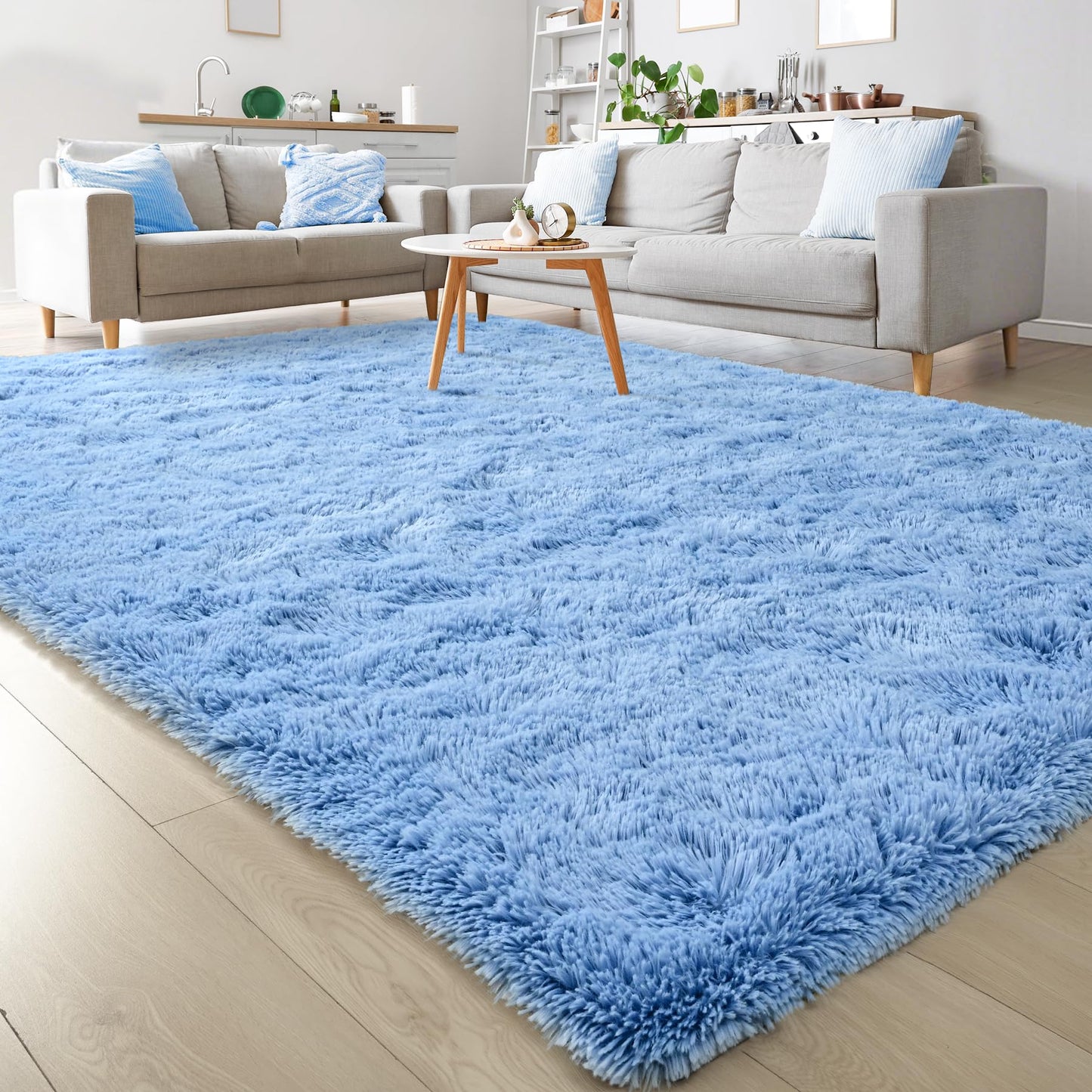 Keeko 4x5.3 Black Fluffy Shag Rug