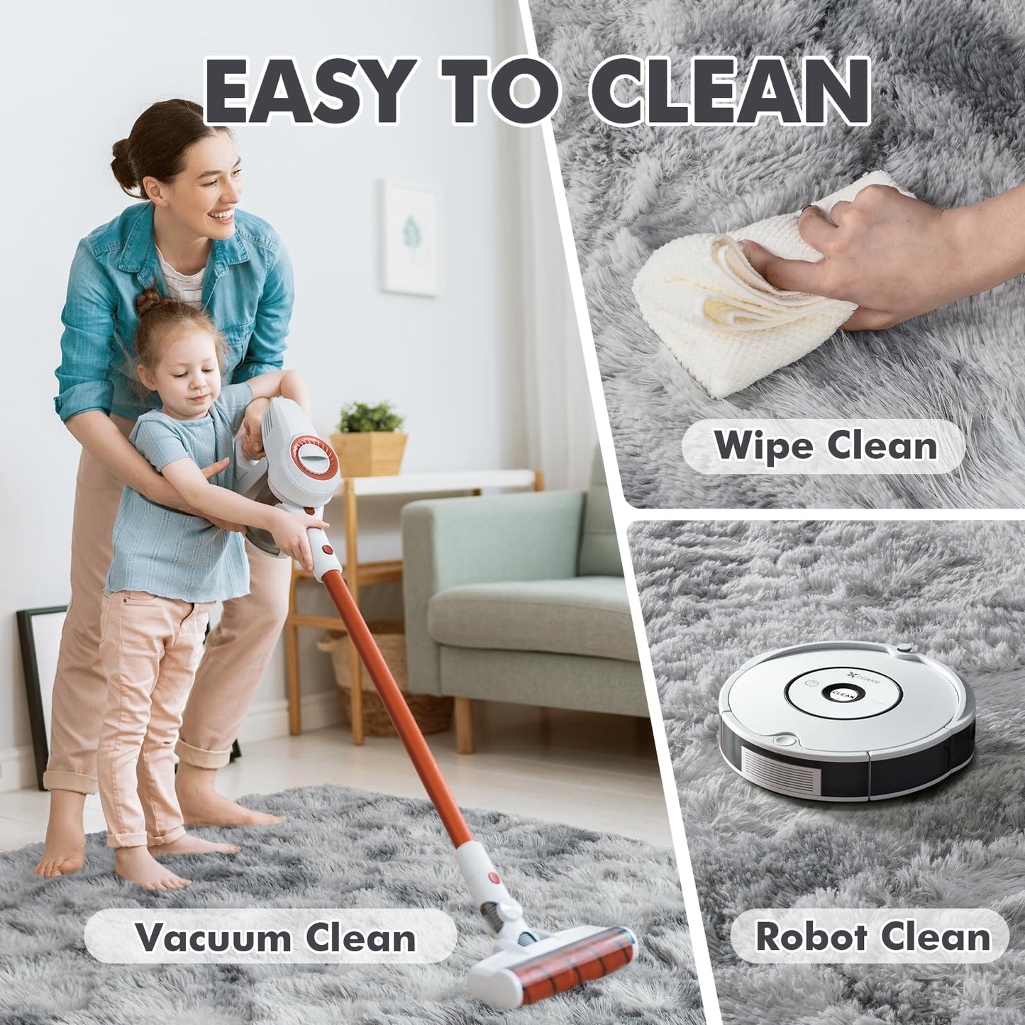 6x9 Ft Dark Grey Shag Area Rug