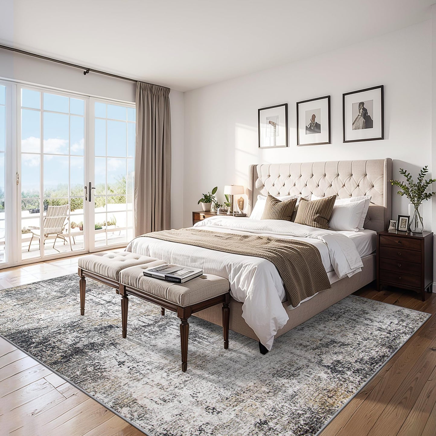 8x10 Ft Grey Abstract Area Rug