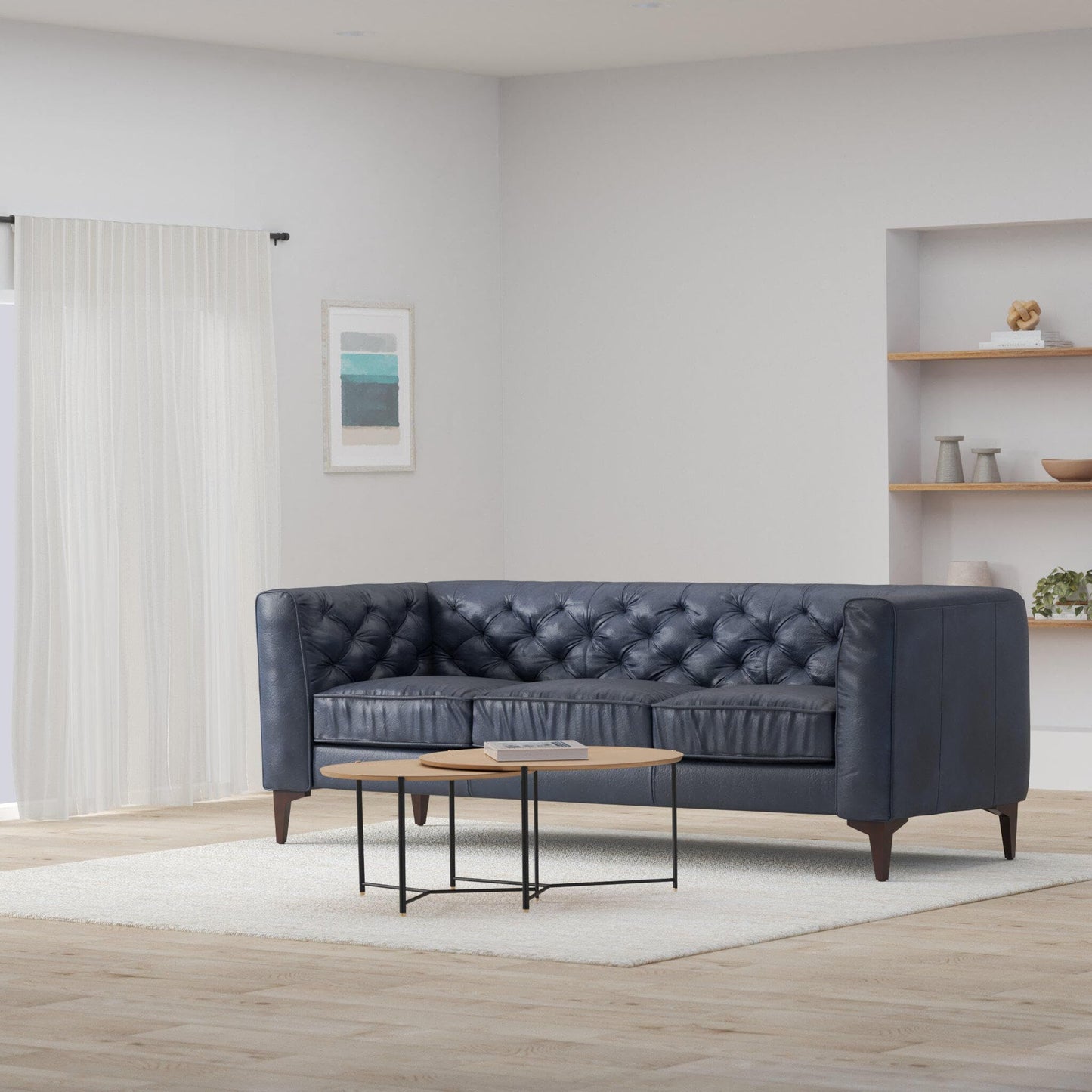 POLY & BARK 74" Leather Sofa – Cognac Tan