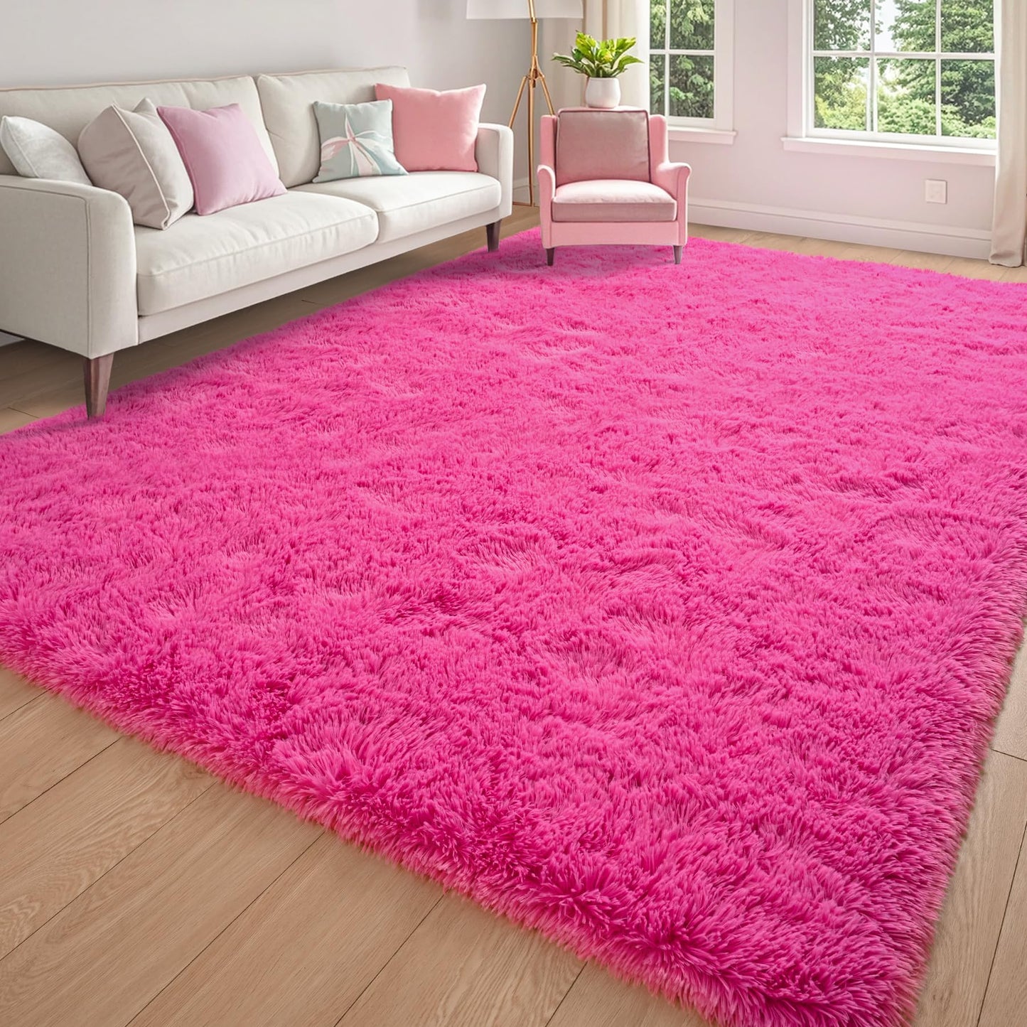 Keeko 4x5.3 Black Fluffy Shag Rug