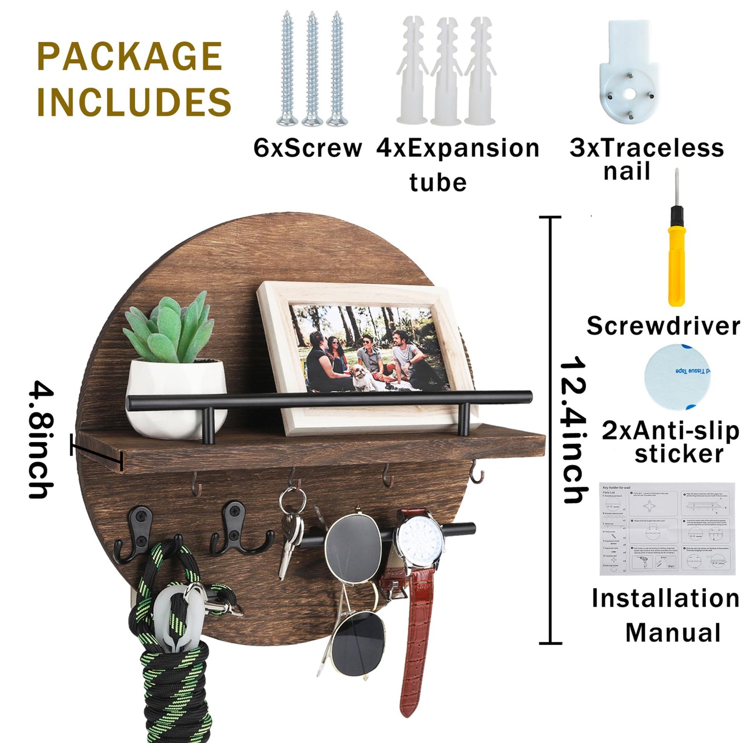 Wall Key & Mail Holder – Rustic