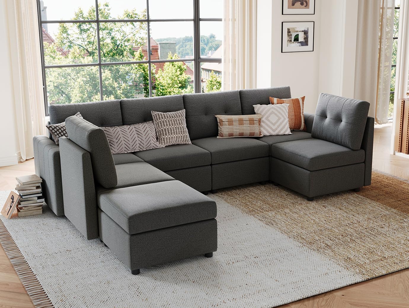LINSY HOME Modular Sectional Sofa – Dark Gray