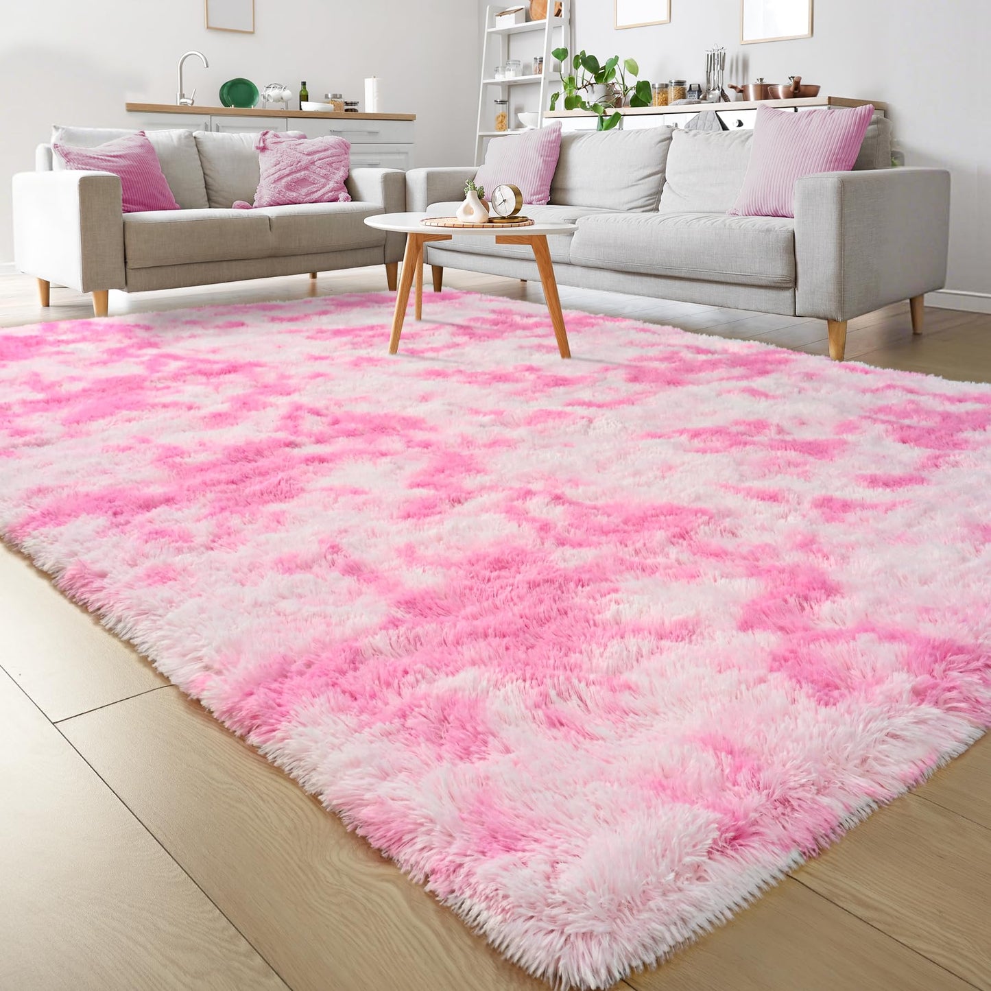 Keeko 4x5.3 Black Fluffy Shag Rug