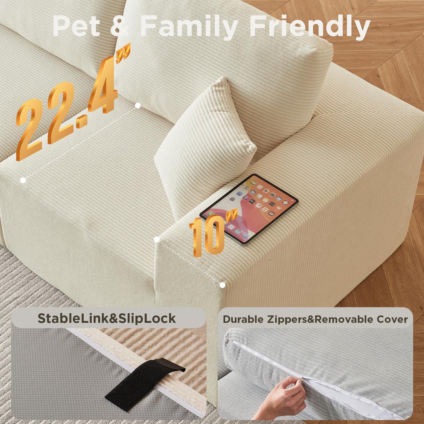 INGEROOM 108" Sectional Sofa – Dark Gray