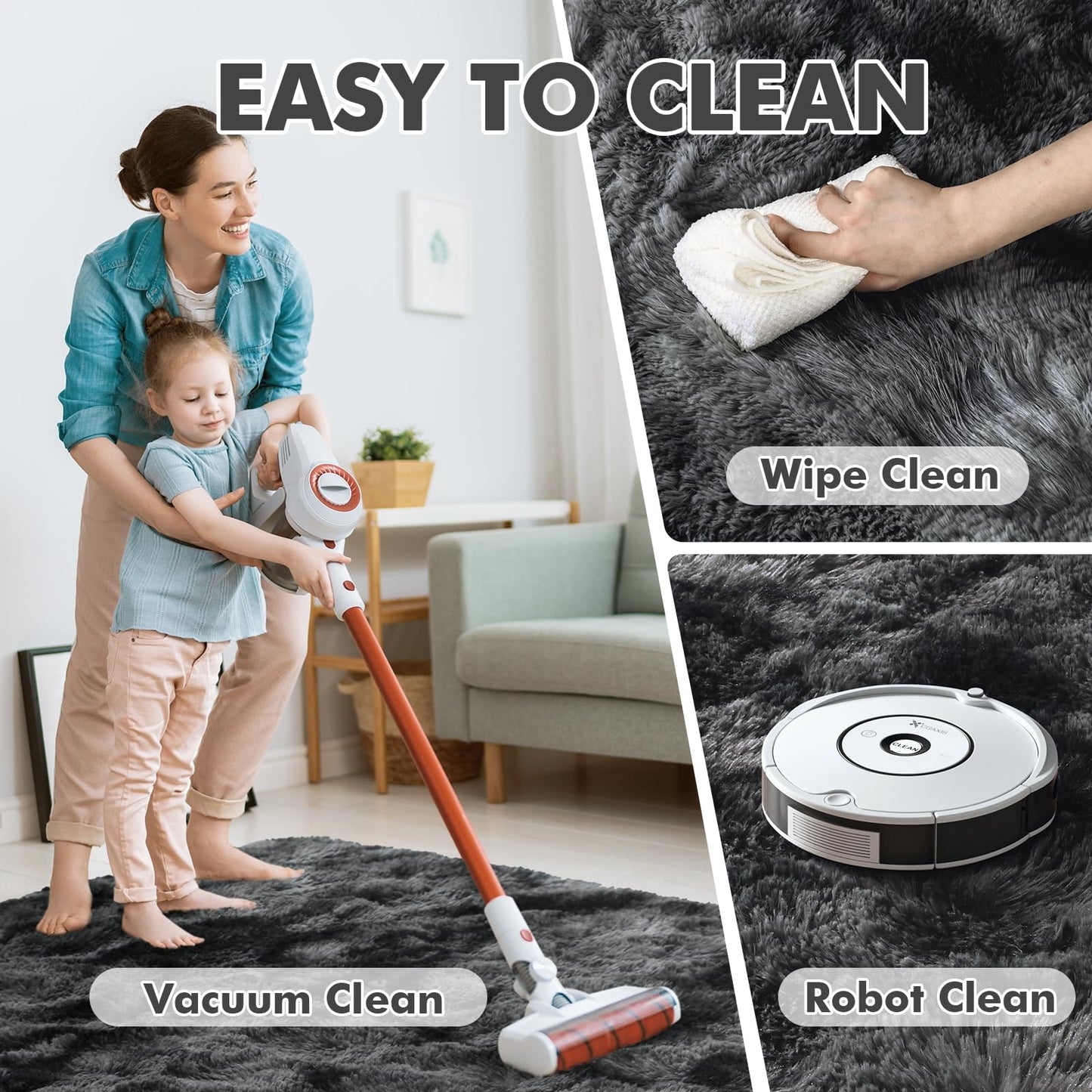 6x9 Ft Dark Grey Shag Area Rug