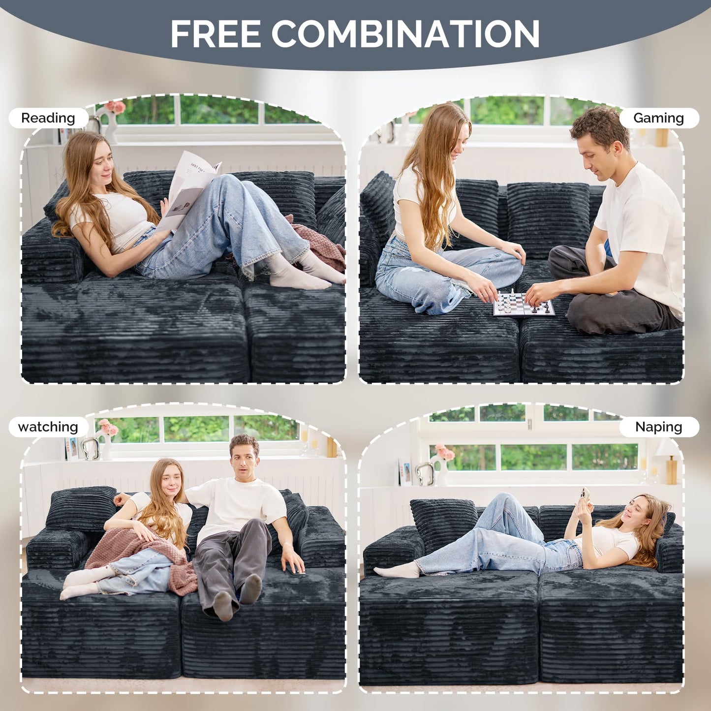 131" U-Shaped Cloud Sectional Sofa