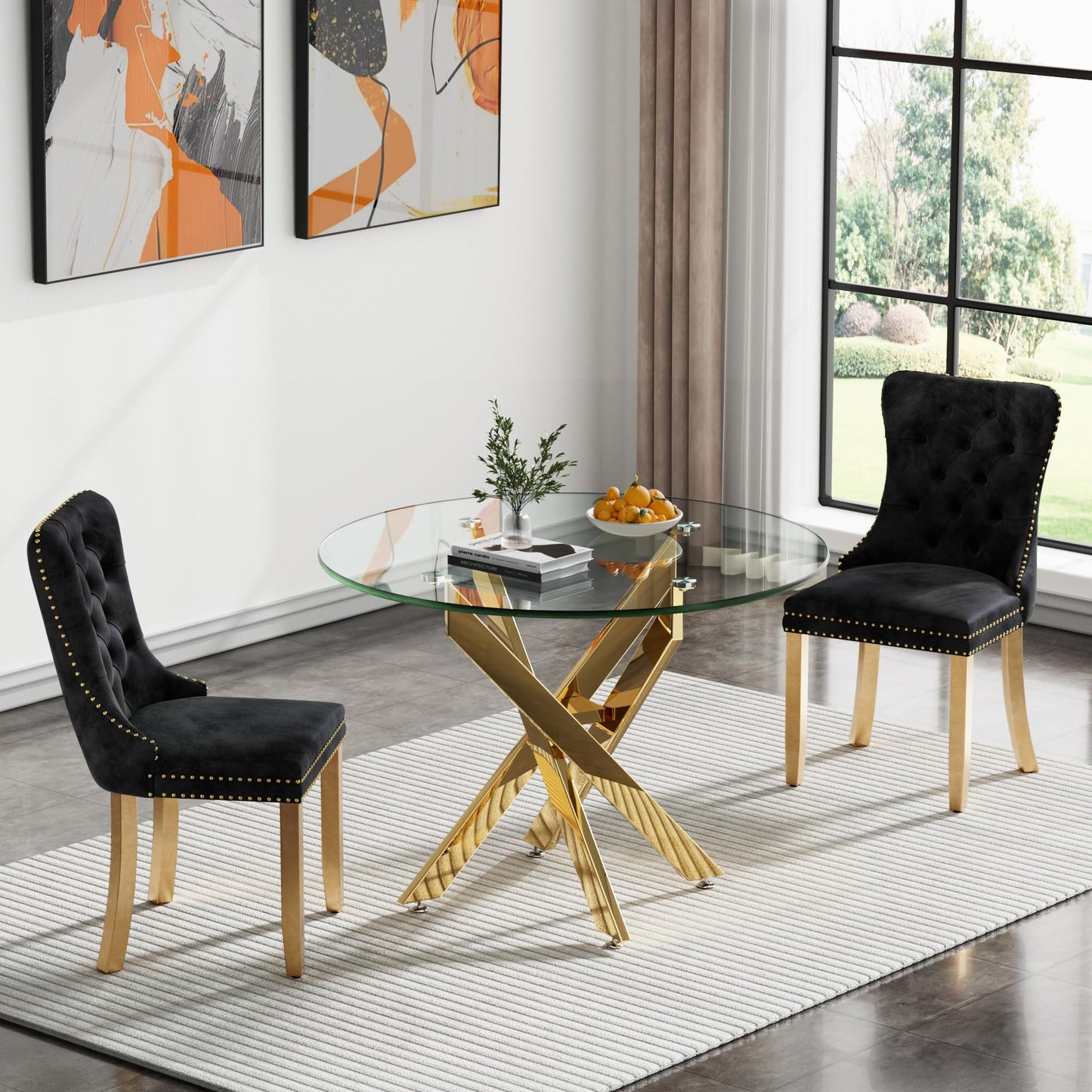 36" Silver Glass Dining Set – 5 Pieces