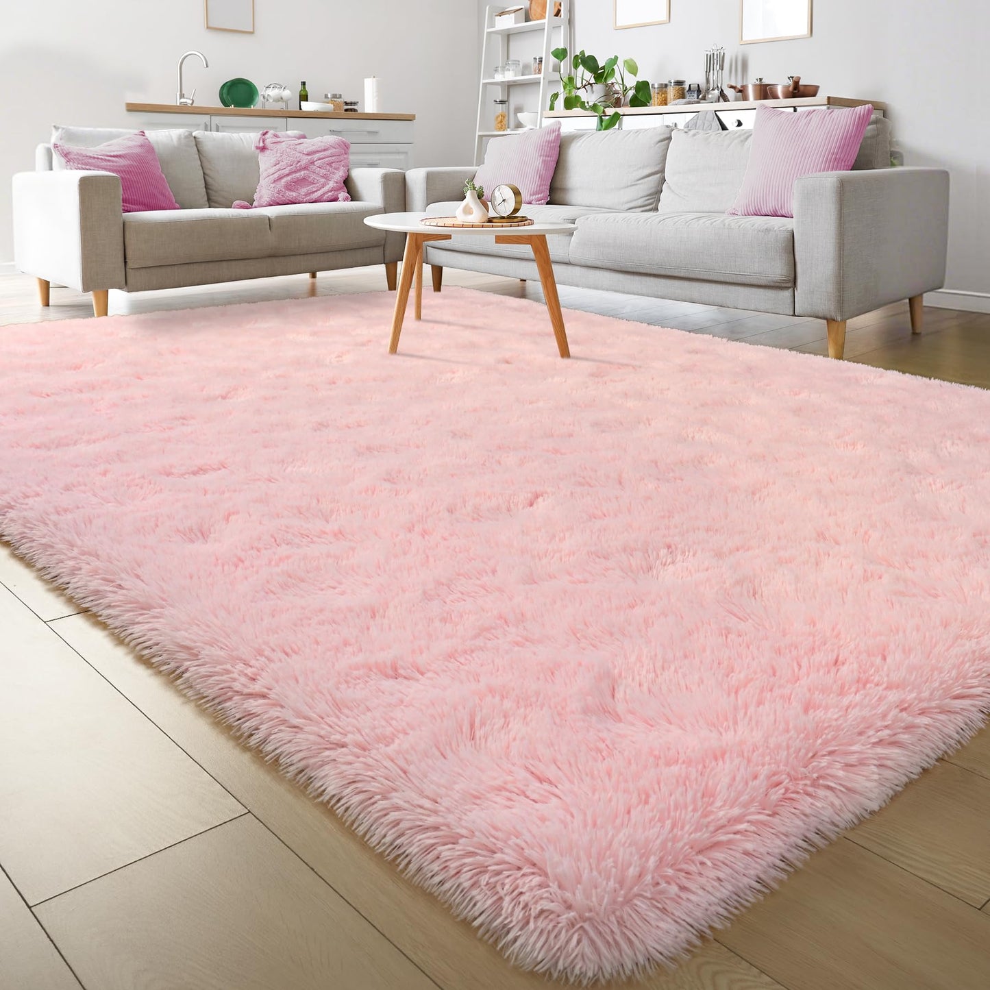 Keeko 4x5.3 Black Fluffy Shag Rug