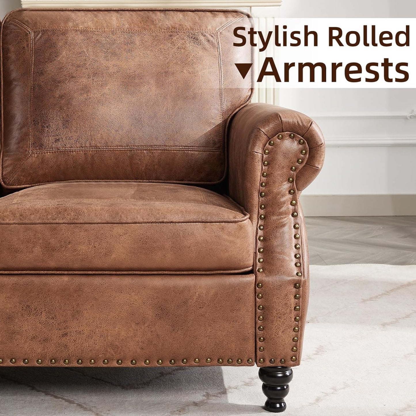 WILLOVE 79" Black Faux Leather Sofa